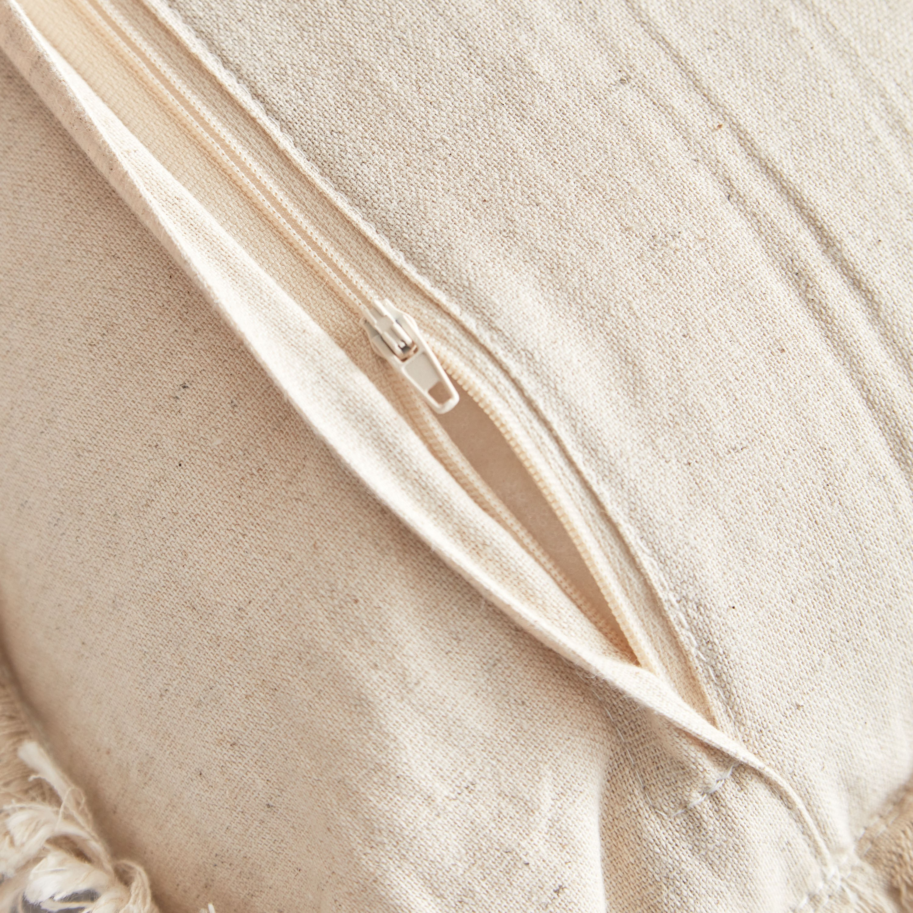 Drab Slub Textured Fringe Cushion Cover - 45x45 cm-PROMO_HB_AE_B2G2_011025-image-4