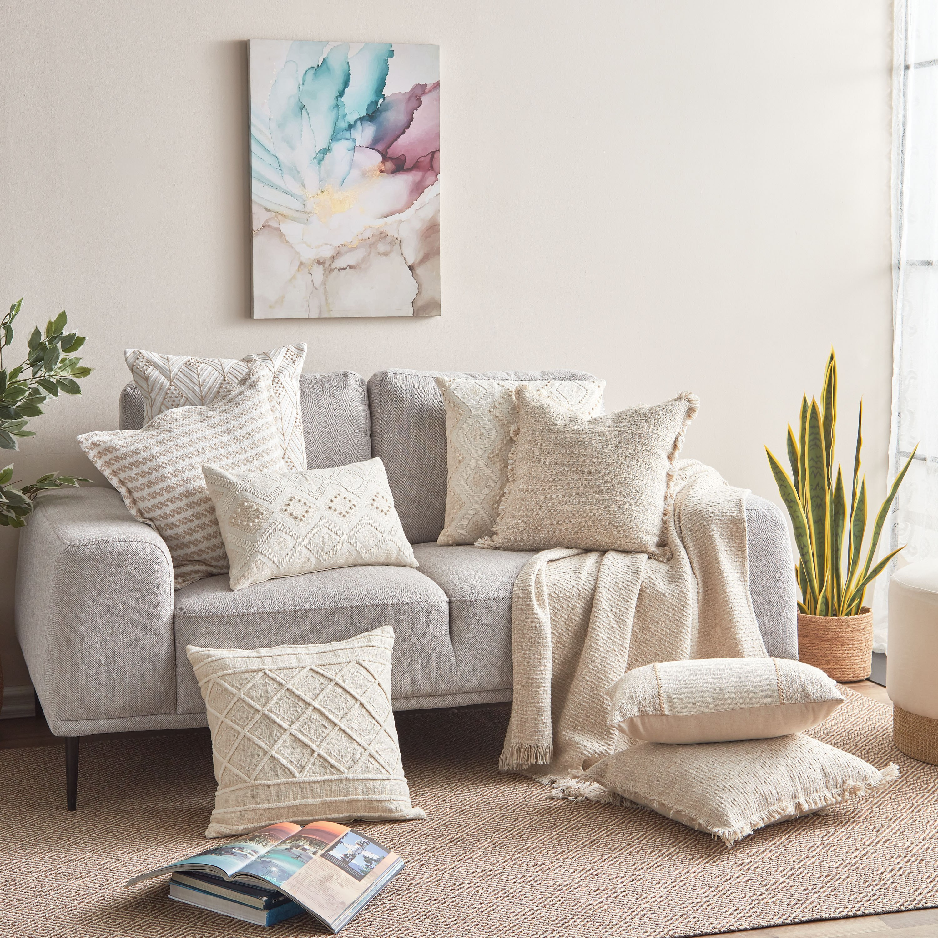 Drab Slub Textured Fringe Cushion Cover - 45x45 cm-PROMO_HB_AE_B2G2_011025-image-6