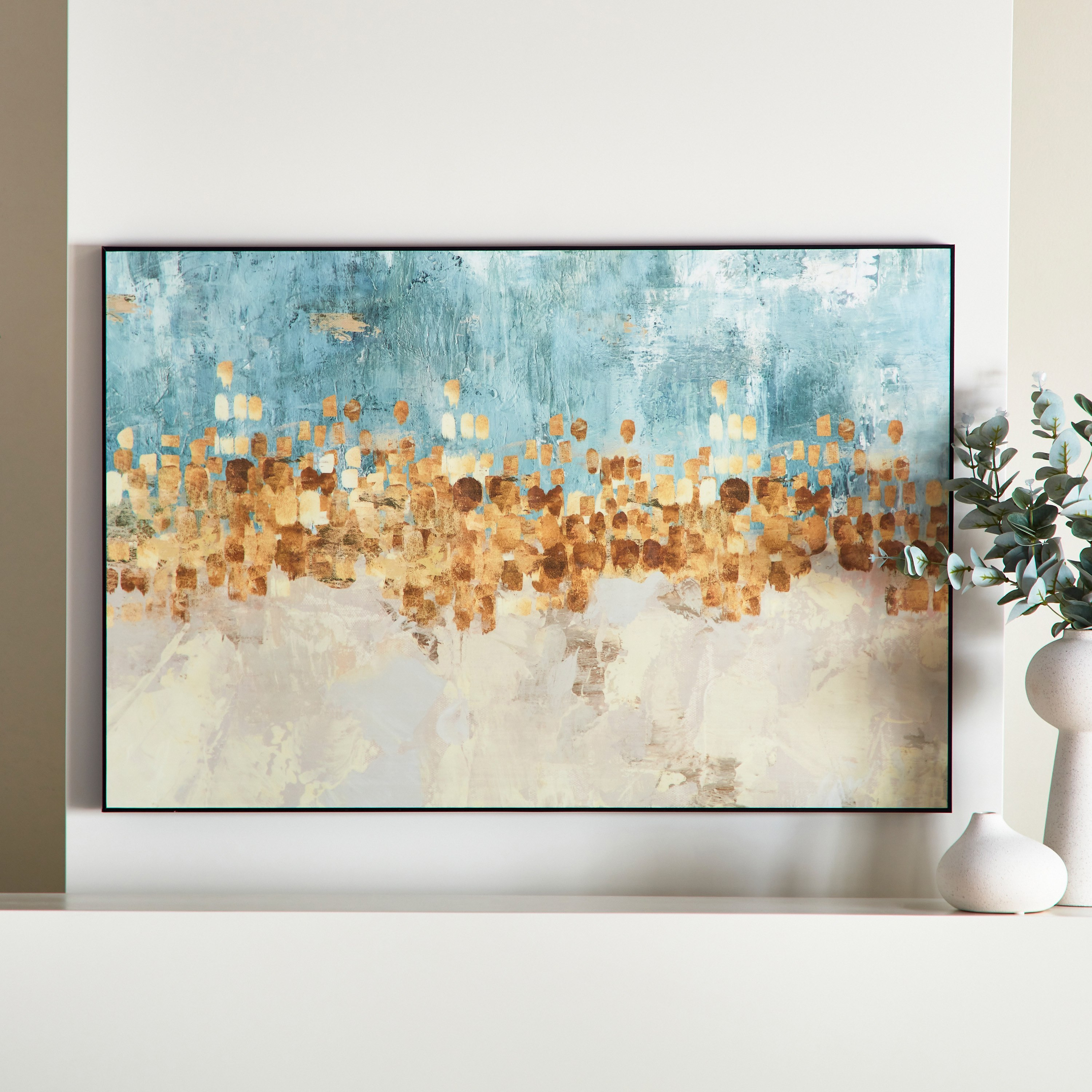 لوحة مؤطّرة بتصميم عصري تجريدي وسطح لامع من كيشا - 60x90 سم-hbxhomeware-hbxdecorandfurnishings-image-1