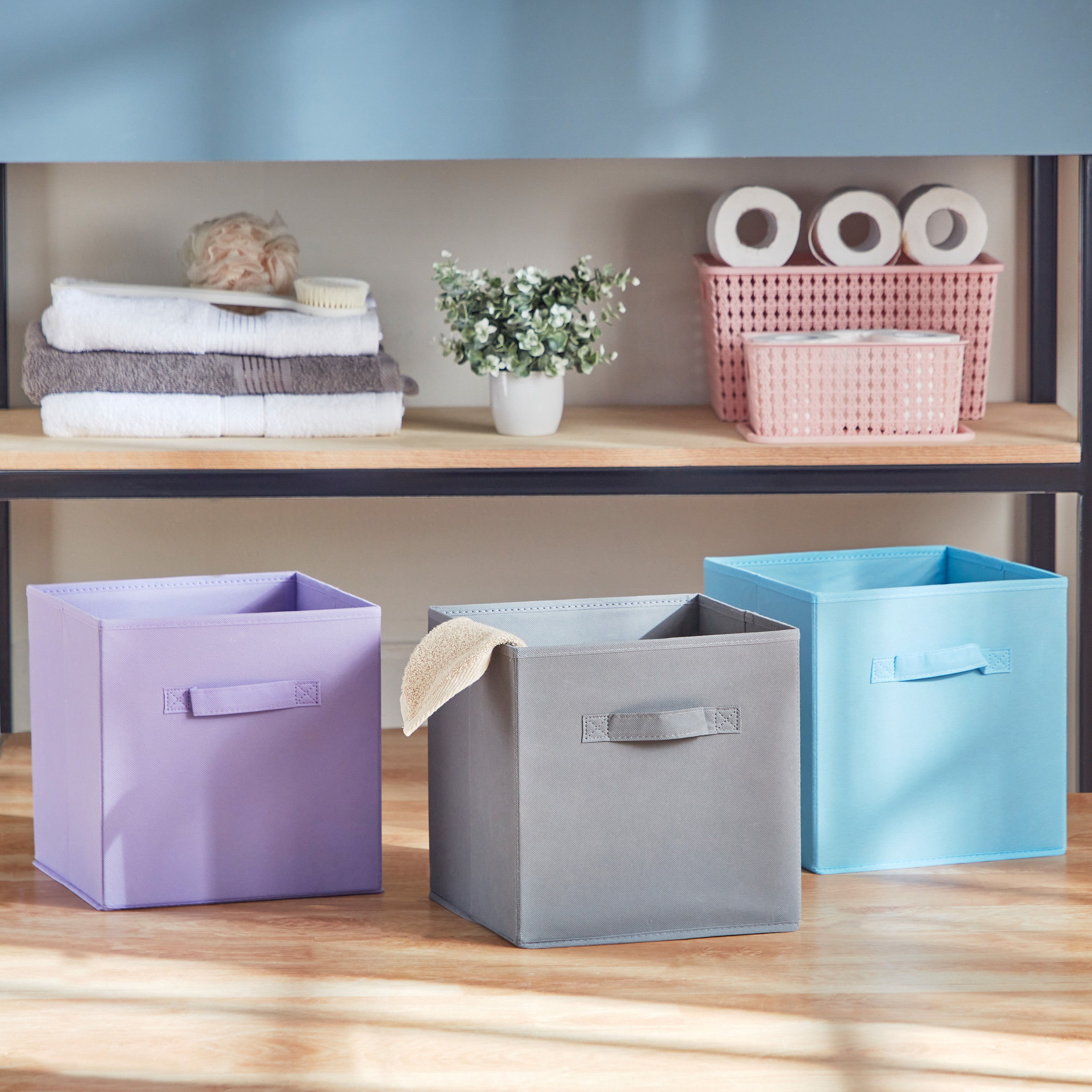 طقم صندوق تخزين قماش 3 قطع من رون كانديس - 27.3x27.3x27.9 سم-hbxbedroom-bedroomaccessories-bedroomstorage-image-1