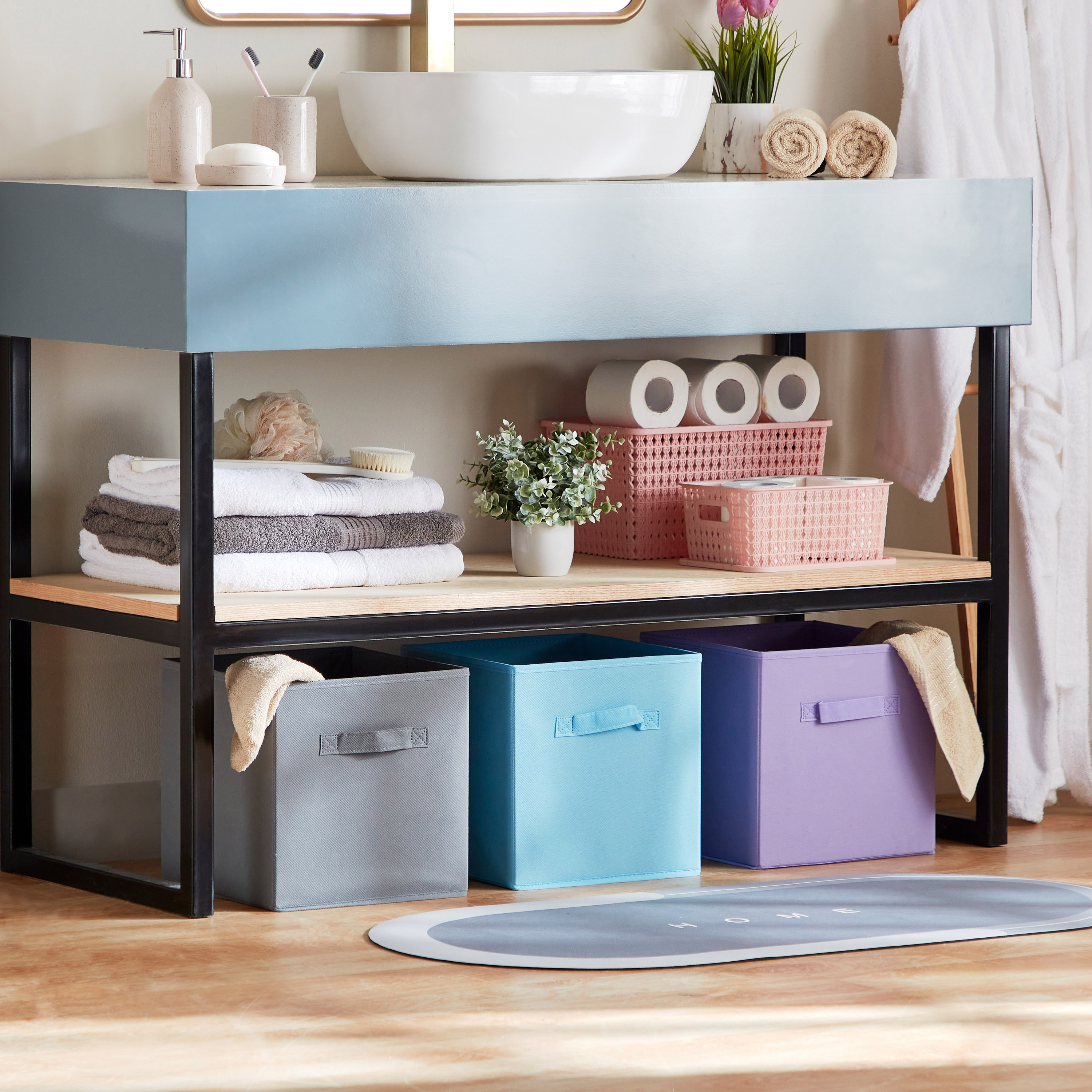 طقم صندوق تخزين قماش 3 قطع من رون كانديس - 27.3x27.3x27.9 سم-hbxbedroom-bedroomaccessories-bedroomstorage-image-5