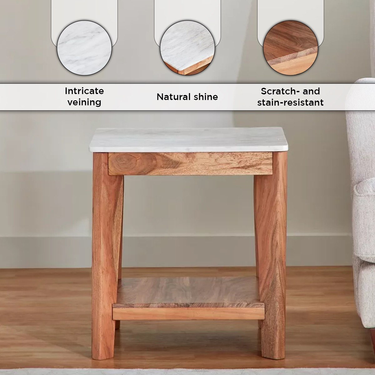 Cavon Midtown Genuine Marble Top End Table with Solid Wood Base-hbxfurniture-livingroom-endtables-image-6