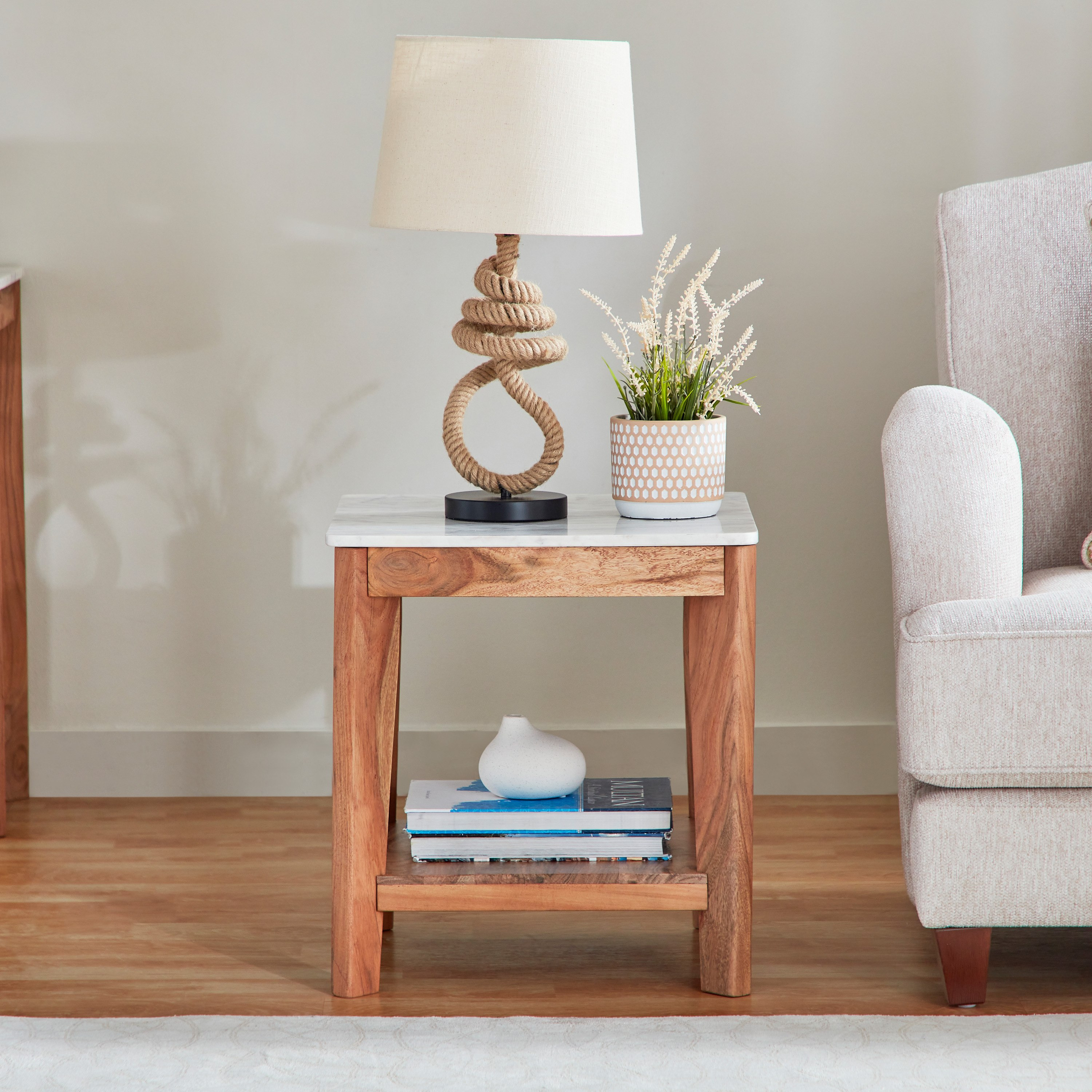 Cavon Midtown Genuine Marble Top End Table with Solid Wood Base-hbxfurniture-livingroom-endtables-image-7