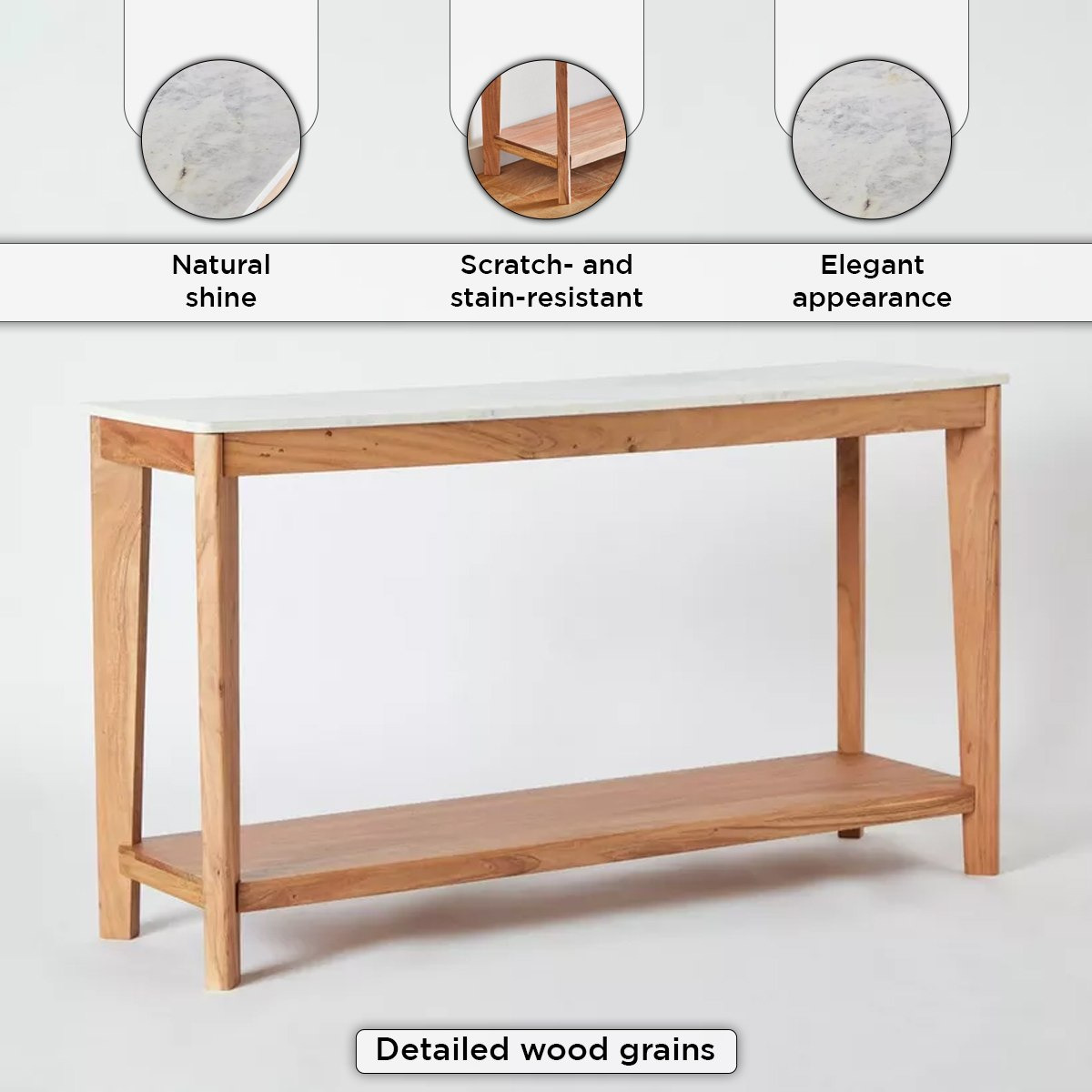 Cavon Midtown Genuine Marble Top Console Table with Solid Wood Base-hbxfurniture-tablesandstands-consoletables-image-6