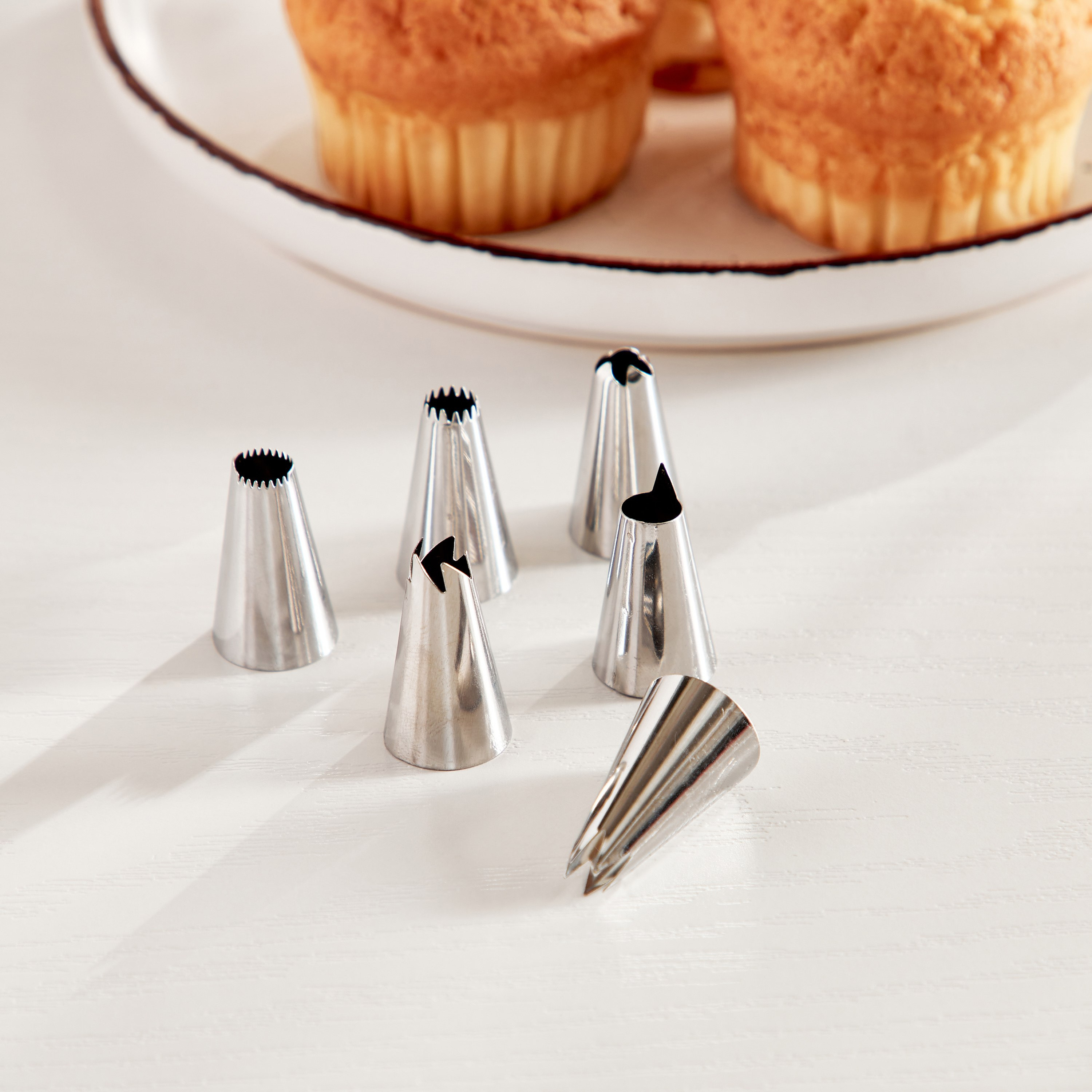 طقم فوهات تزيين الكيك - 6 قطع - 3.2x1.7 سم-hbxkitchen-bakeware-image-1