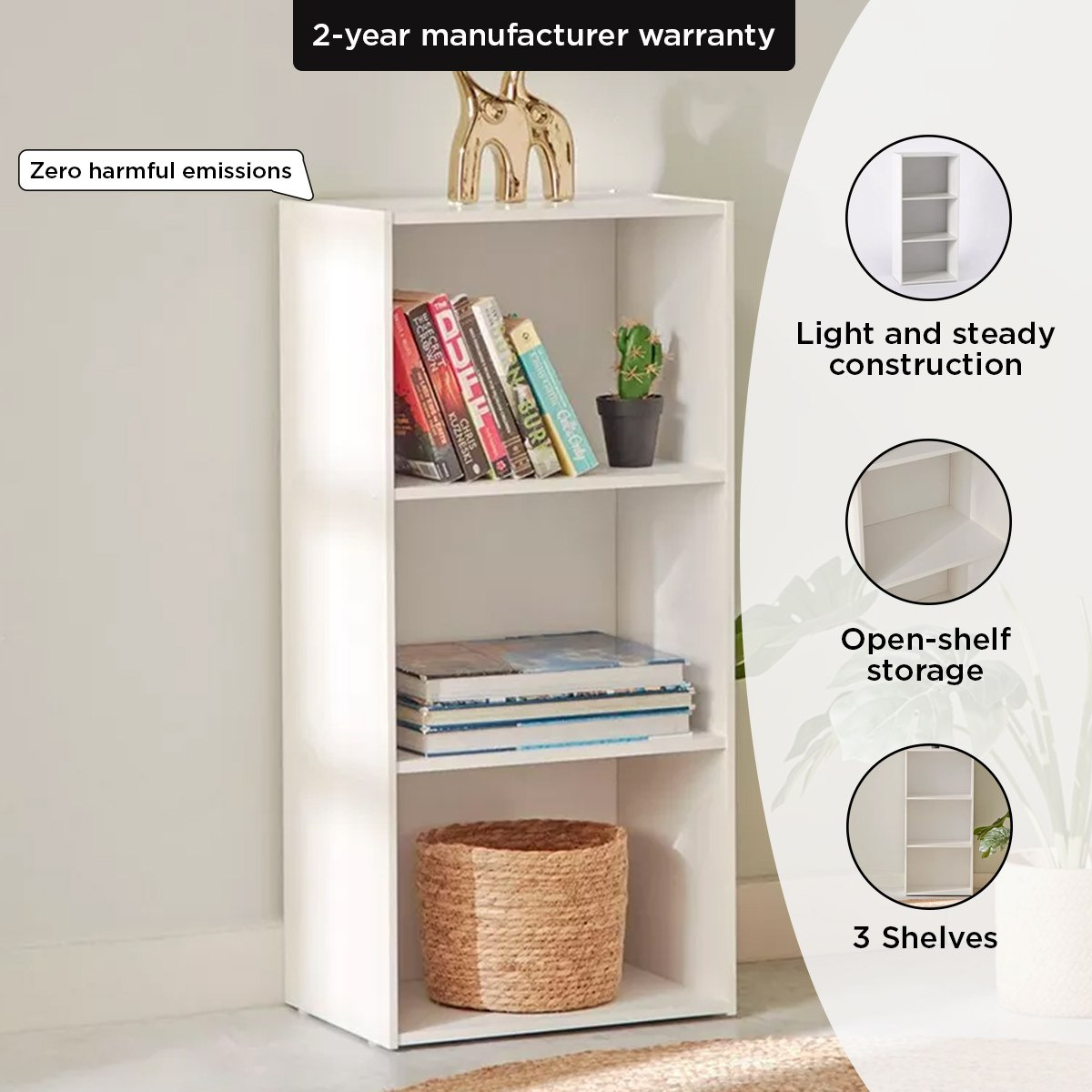Vanilla Junior 3-Tier Bookcase-hbxfurniture-office-bookcases-image-4