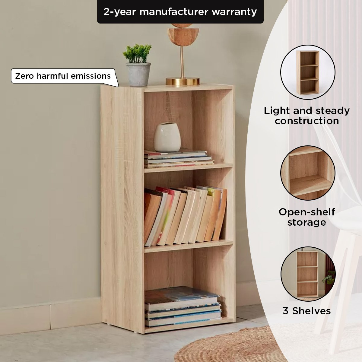 Vanilla Junior 3-Tier Bookcase-hbxfurniture-office-bookcases-image-4