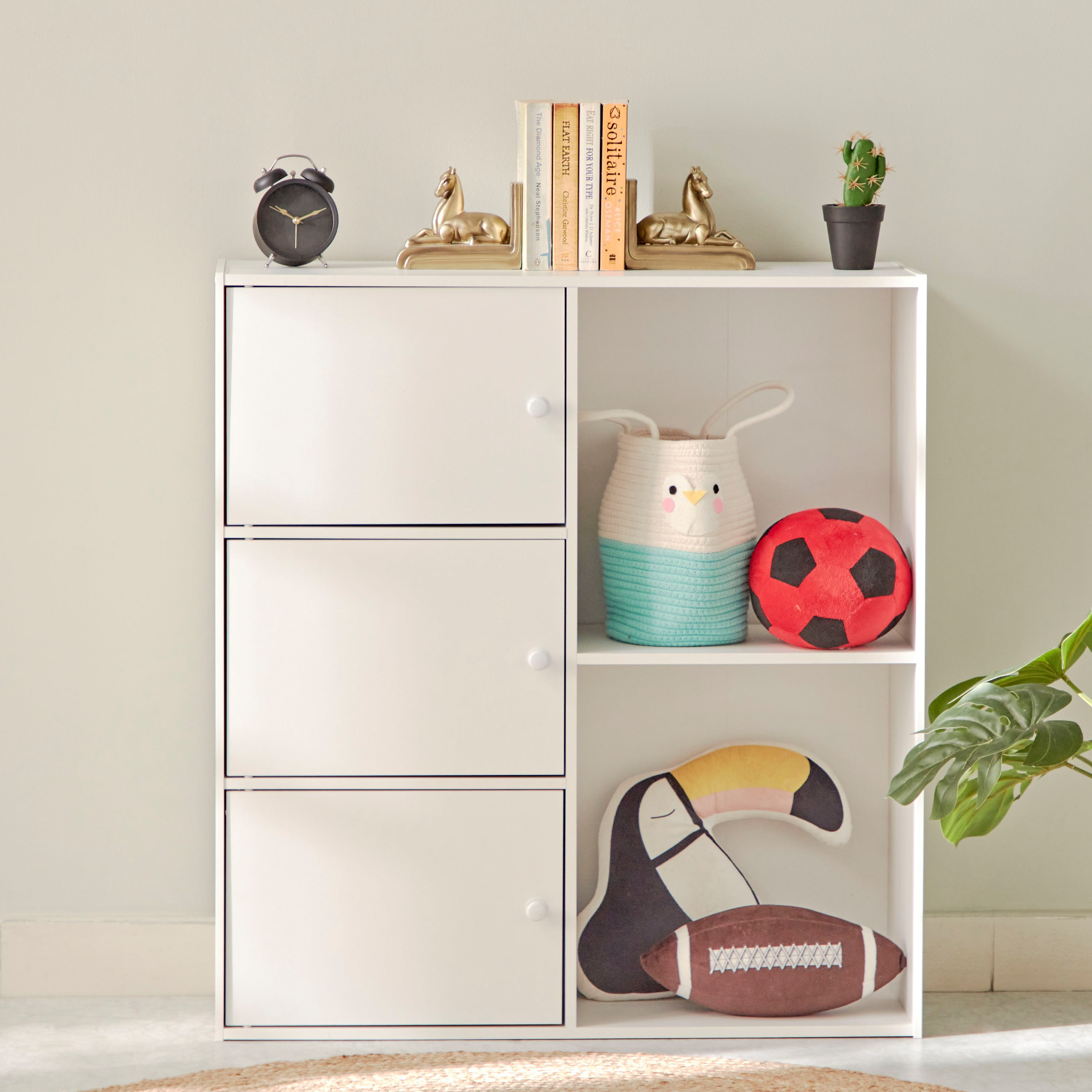 Vanilla Junior 3-Door Storage Unit with 2 Open Shelves-hbxfurniture-office-bookcases-image-2