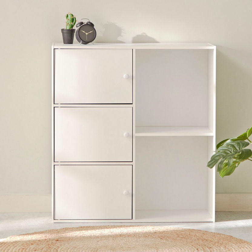 Vanilla Junior 3-Door Storage Unit with 2 Open Shelves-Book Cases-image-2
