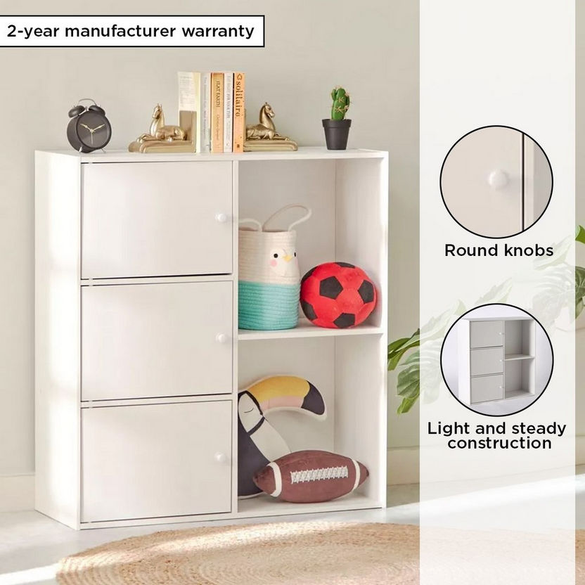 Vanilla Junior 3-Door Storage Unit with 2 Open Shelves-Book Cases-image-3