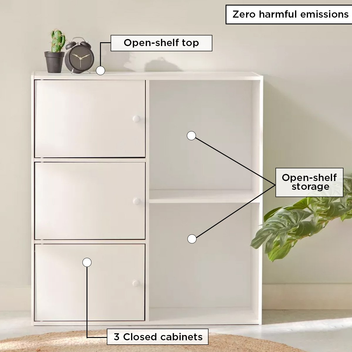 Vanilla Junior 3-Door Storage Unit with 2 Open Shelves-hbxfurniture-office-bookcases-image-5