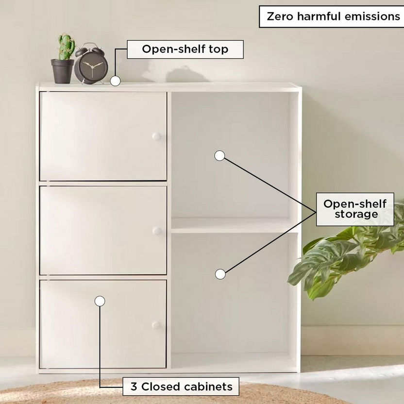 Vanilla Junior 3-Door Storage Unit with 2 Open Shelves-Book Cases-image-4