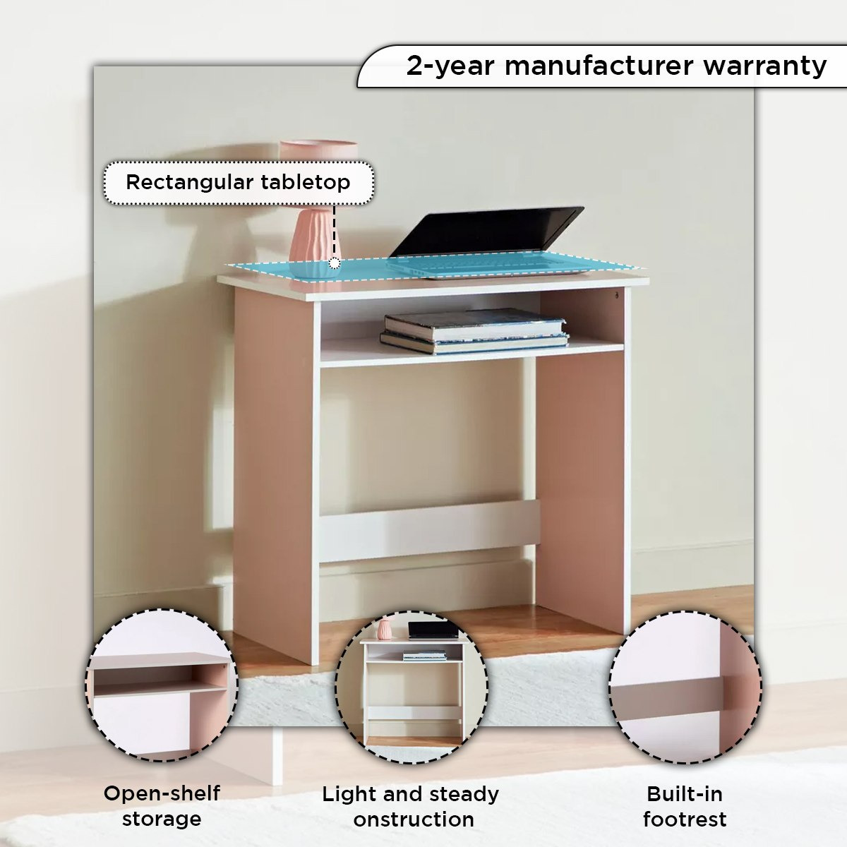 مكتب دراسة برف واحد من فانيلا جونيور-hbxfurniture-office-desks-image-4
