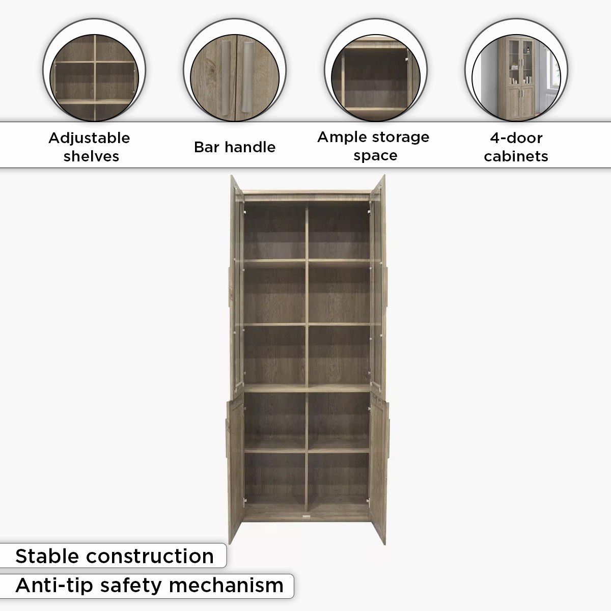 Curvy Bookcase with 2 Glass Doors-hbxfurniture-office-bookcases-image-10