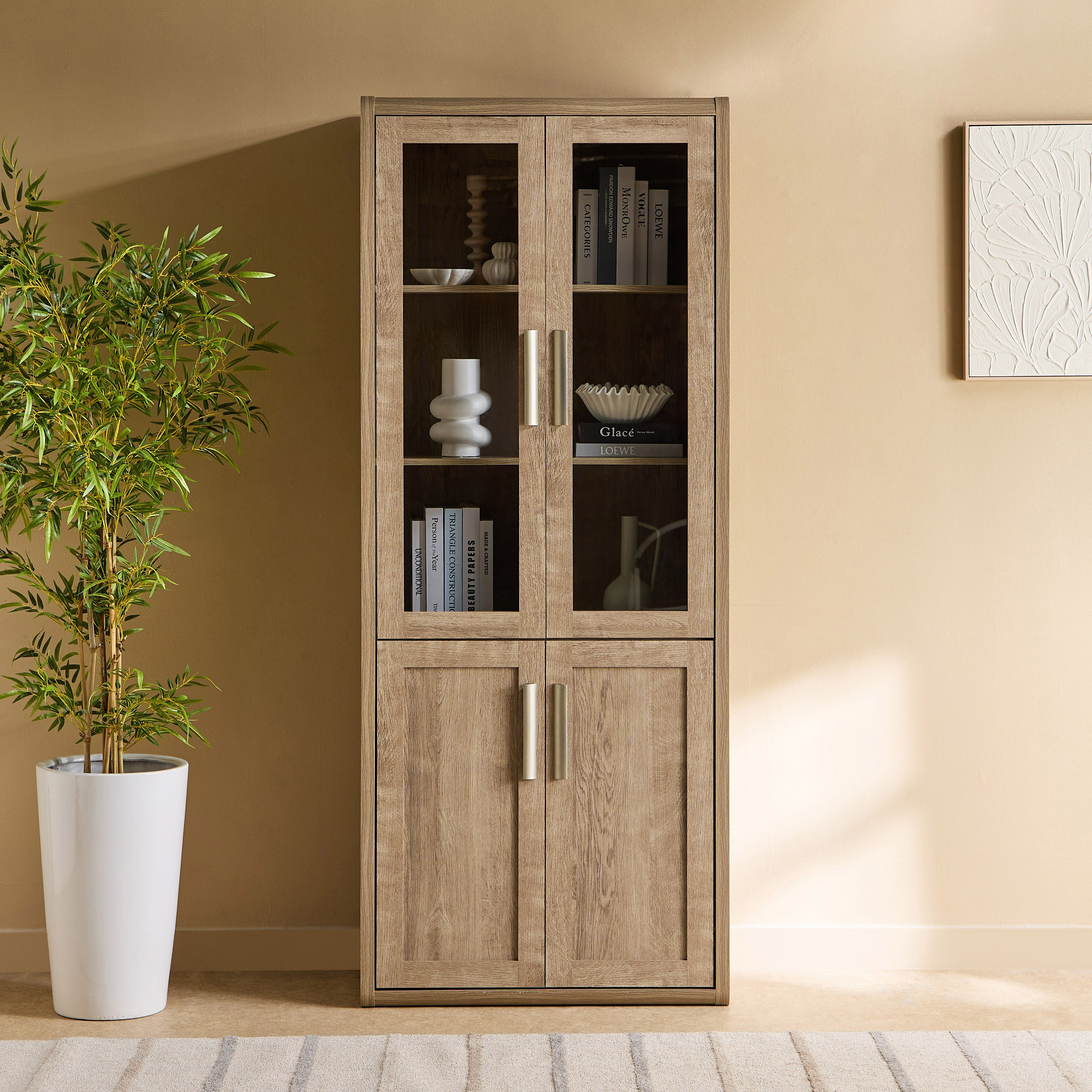 Curvy Bookcase with 2 Glass Doors-hbxfurniture-office-bookcases-image-2