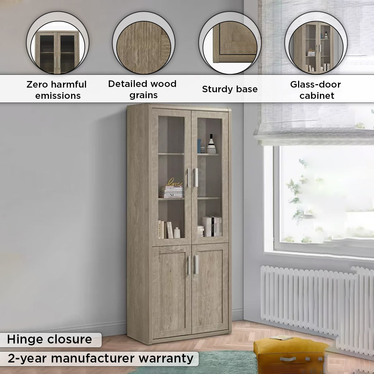 Curvy Bookcase with 2 Glass Doors-hbxfurniture-office-bookcases-image-9