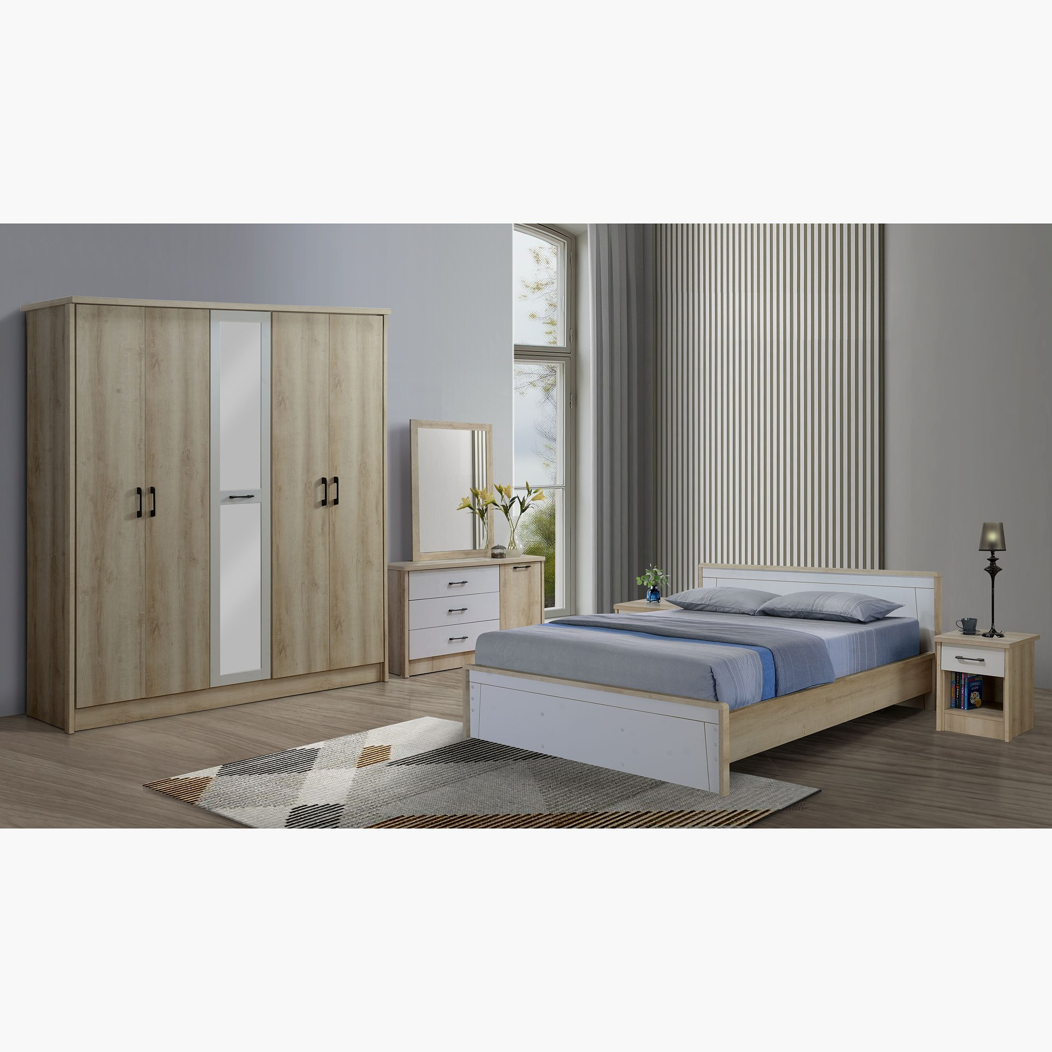 خزانة ملابس 5 أبواب بمرآة من مانستون-hbxfurniture-wardrobes-image-8