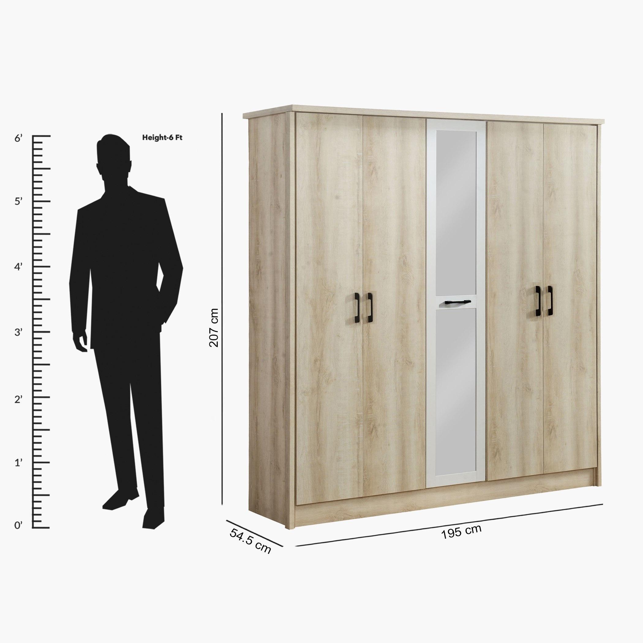 خزانة ملابس 5 أبواب بمرآة من مانستون-hbxfurniture-wardrobes-image-9