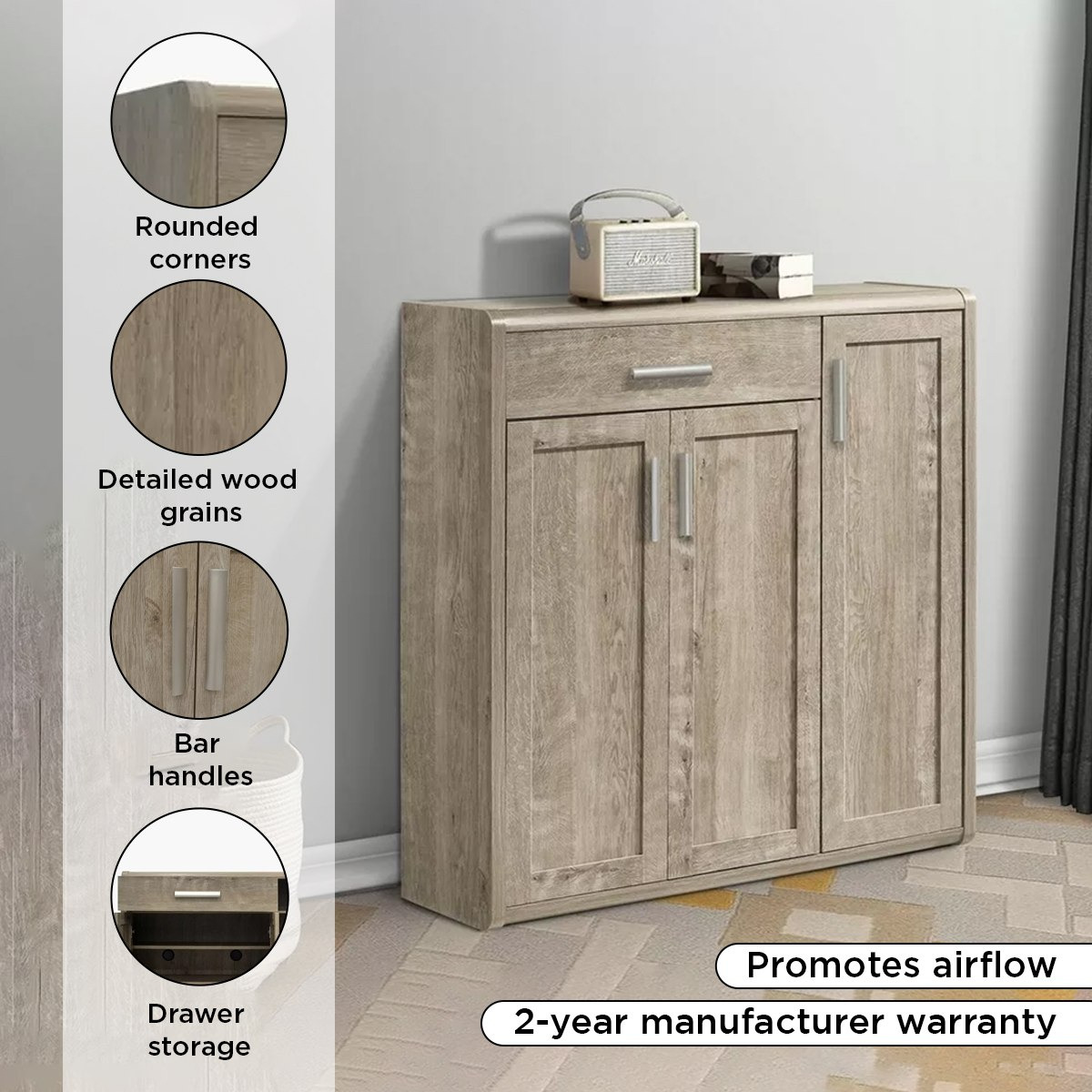 Curvy 20-Pair Shoe Cabinet with 3 Doors and 1 Drawer-hbxbedroom-shoecabinetsandracks-image-11