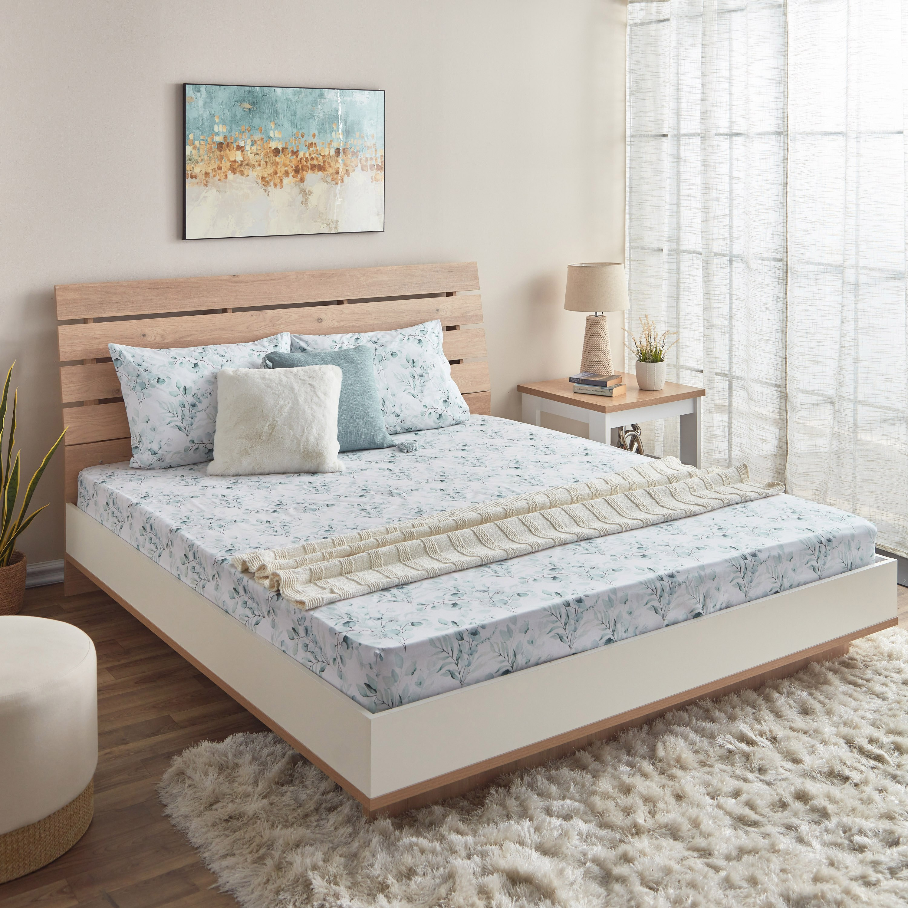 شرشف مطاطي كينج بولي قطن بطبعات من ألبانيا - 180x200+30 سم-hbxhomeware-hbxbedroom-image-7