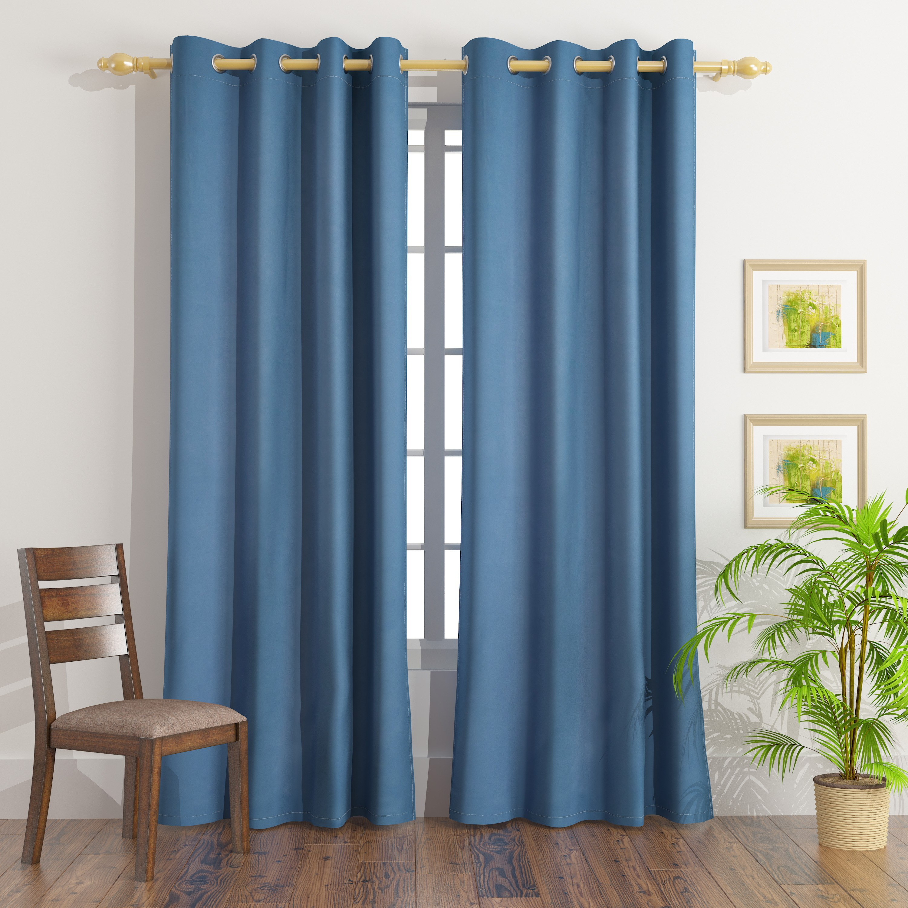 طقم ستائر تعتيم قطعتين مع 2 مثبت ستائر من إسنشيال - 140x240 سم-hbxhomeware-hbxkidsandyouth-image-1