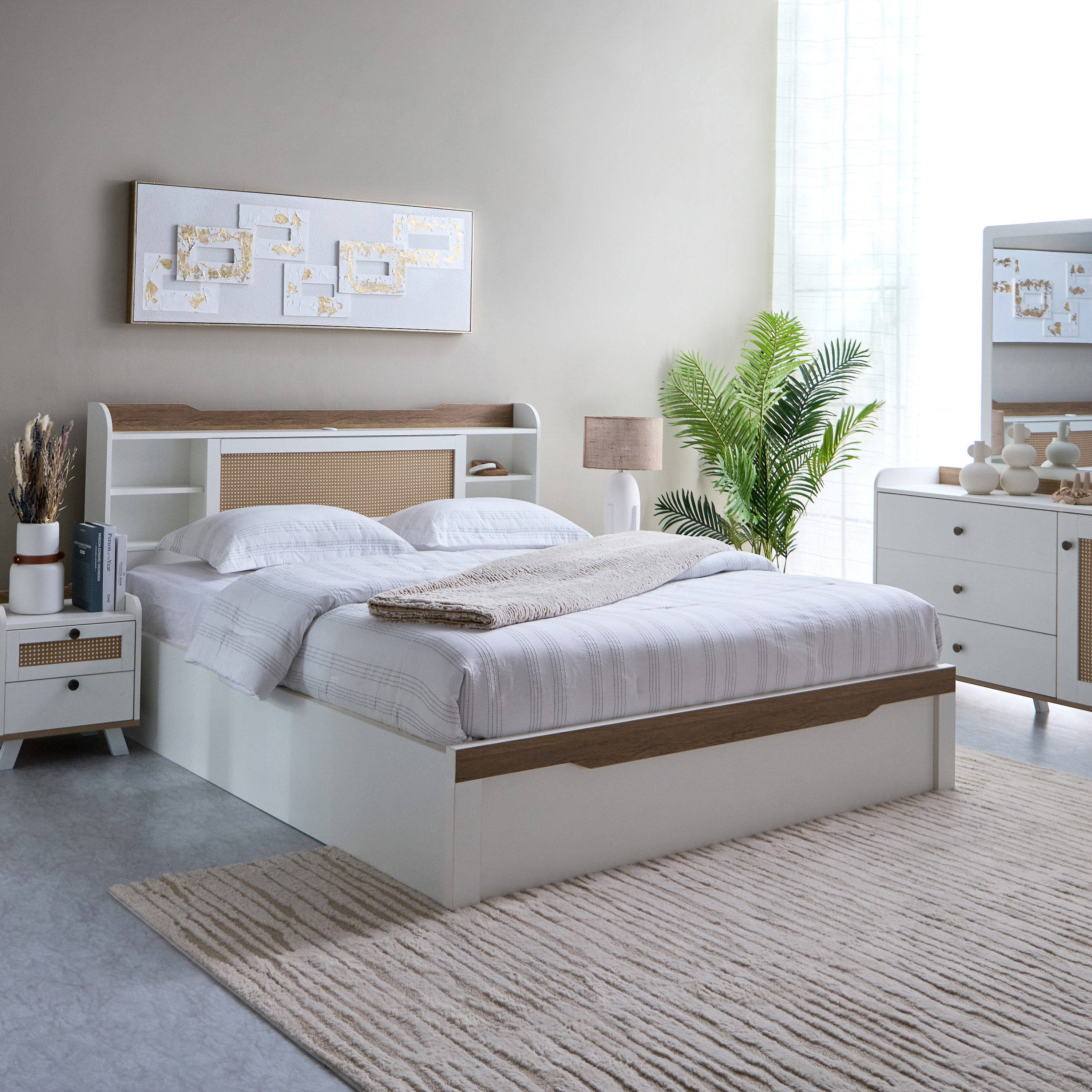 طقم غرفة نوم كينج 5 قطع ذكية من فيوجن - 180x200 سم-hbxbedroom-bedsandbedsets-bedroomsets-king-image-2