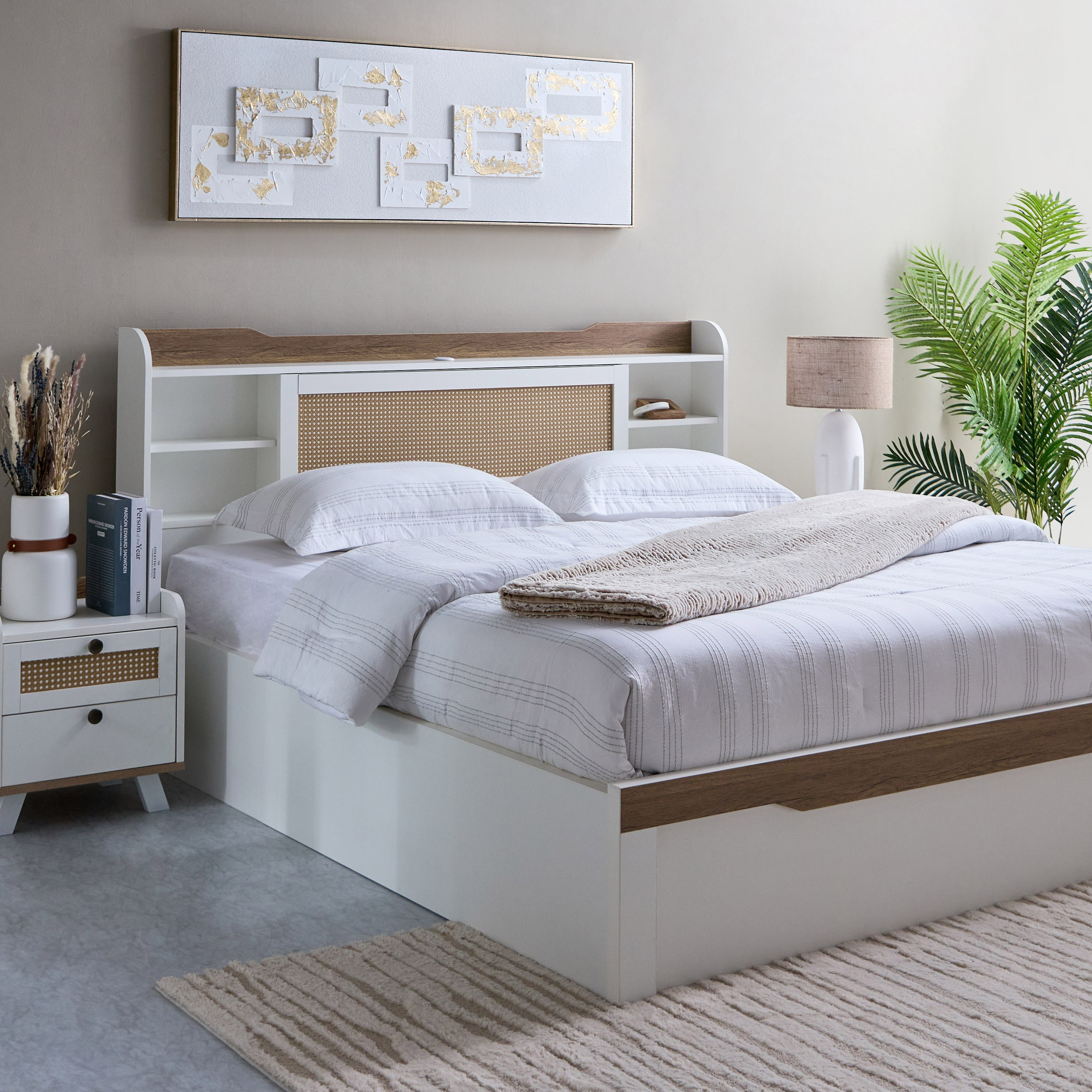 طقم غرفة نوم كينج 5 قطع ذكية من فيوجن - 180x200 سم-hbxbedroom-bedsandbedsets-bedroomsets-king-image-4