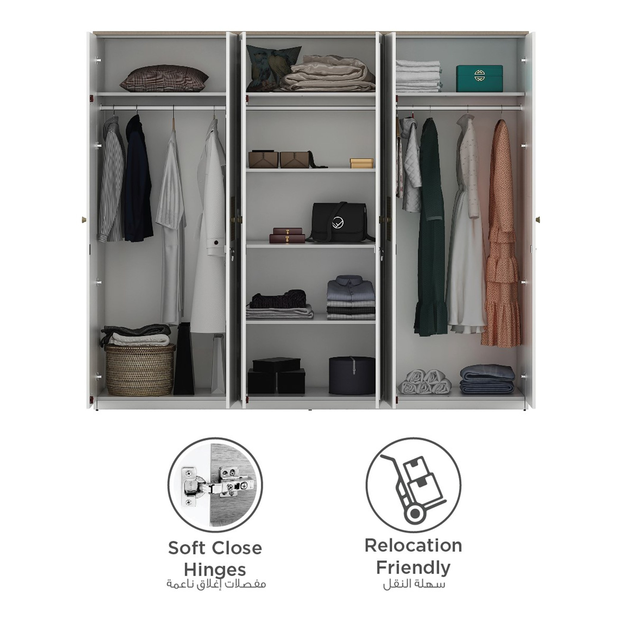 خزانة ملابس 6 أبواب بمرآة من فيوجن-hbxfurniture-wardrobes-image-4