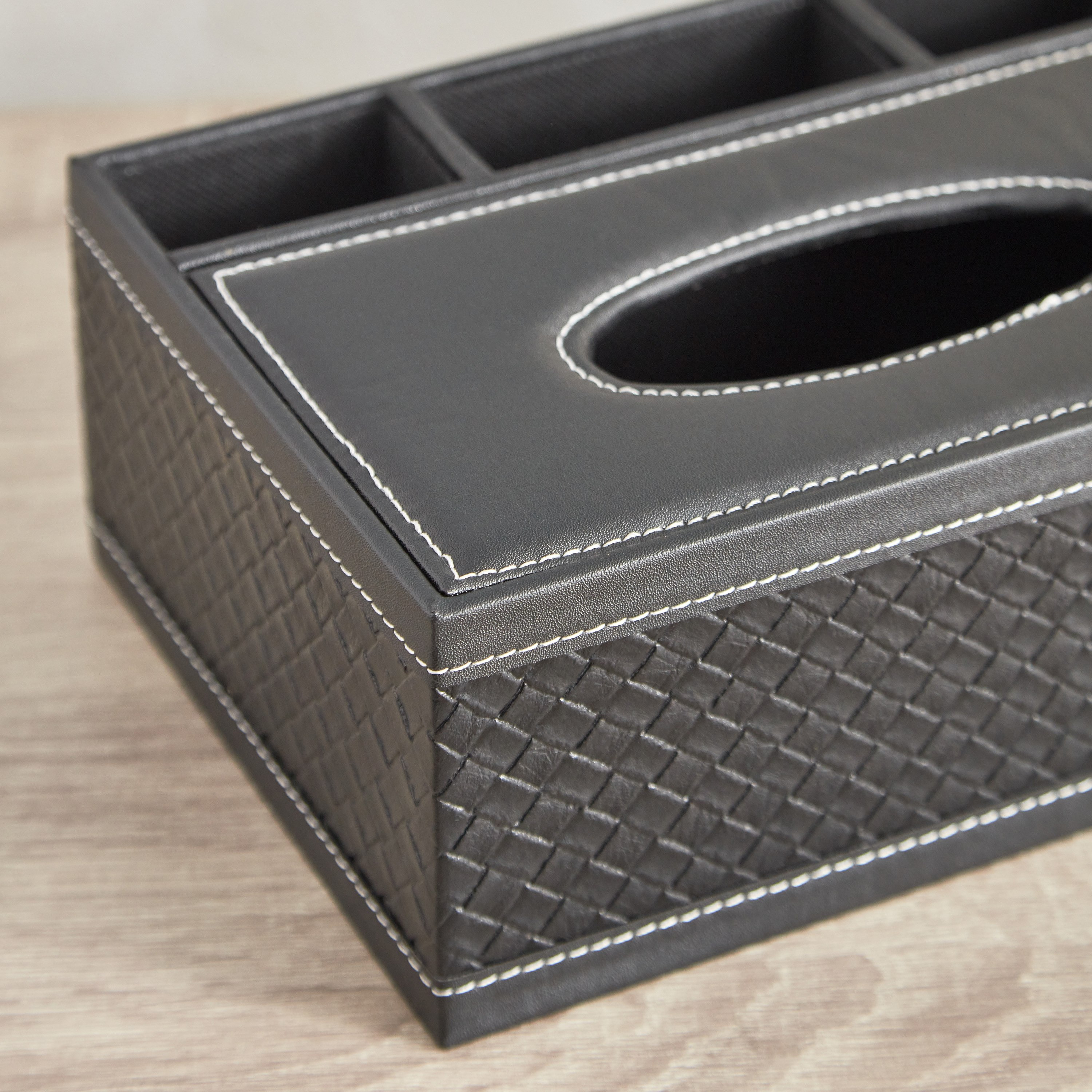 Nordic Leather Tissue Box with Remote Holder - 24x17x10 cm-hbxdecorandfurnishings-homeaccessories-novelties-image-3