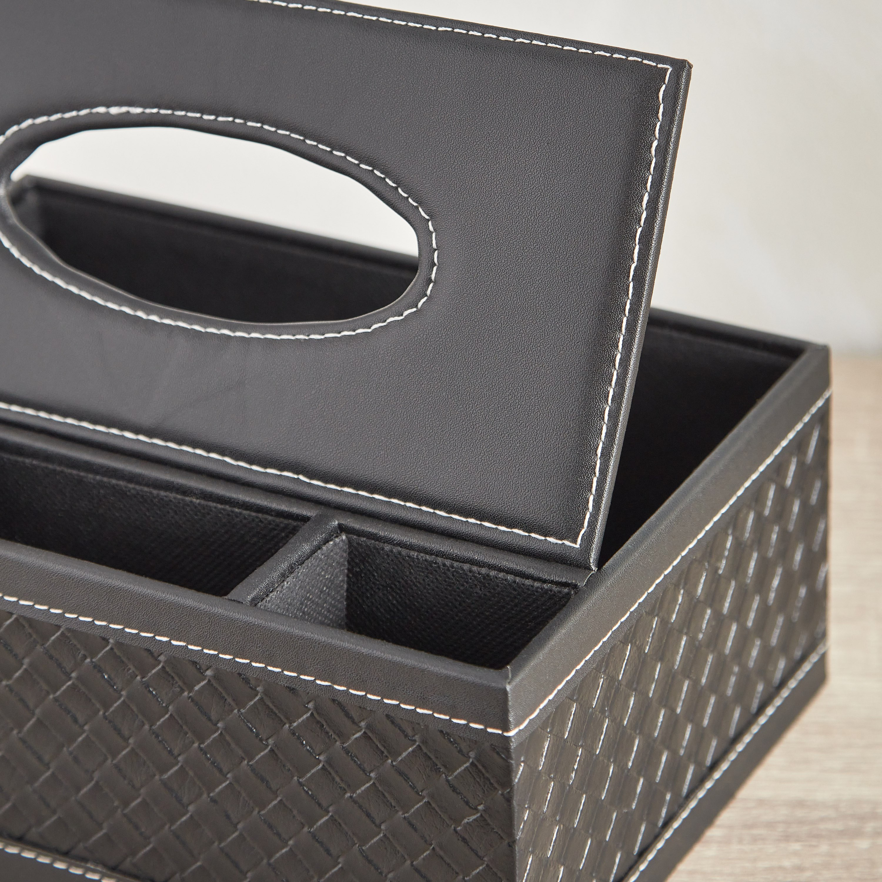 Nordic Leather Tissue Box with Remote Holder - 24x17x10 cm-hbxdecorandfurnishings-homeaccessories-novelties-image-4