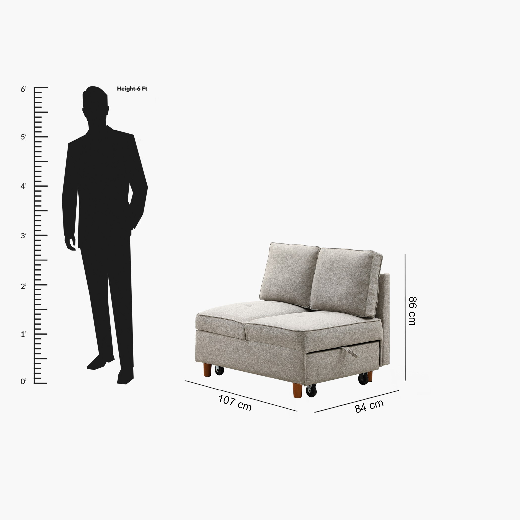 Studio 2 Seater Multi Position Sofa Bed