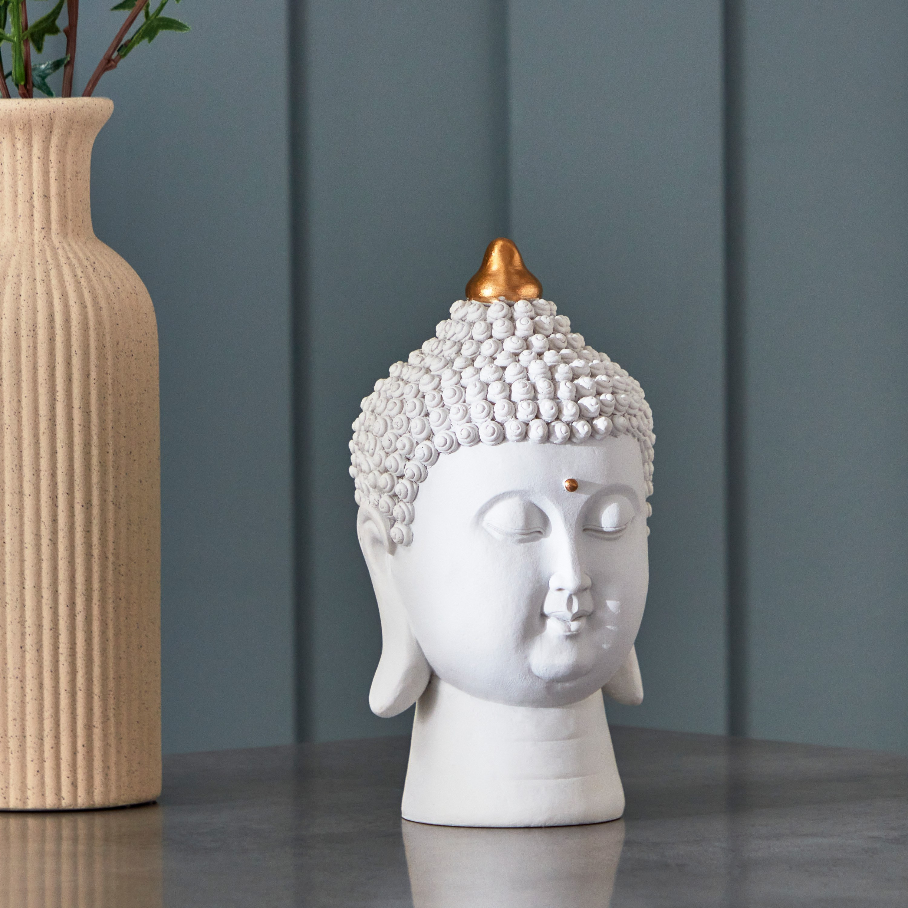 Holly Buddha Face Polyresin Figurine - 11.5x11.5x22 cm-hbxhomeware-homedecor-figurinesandornaments-image-1