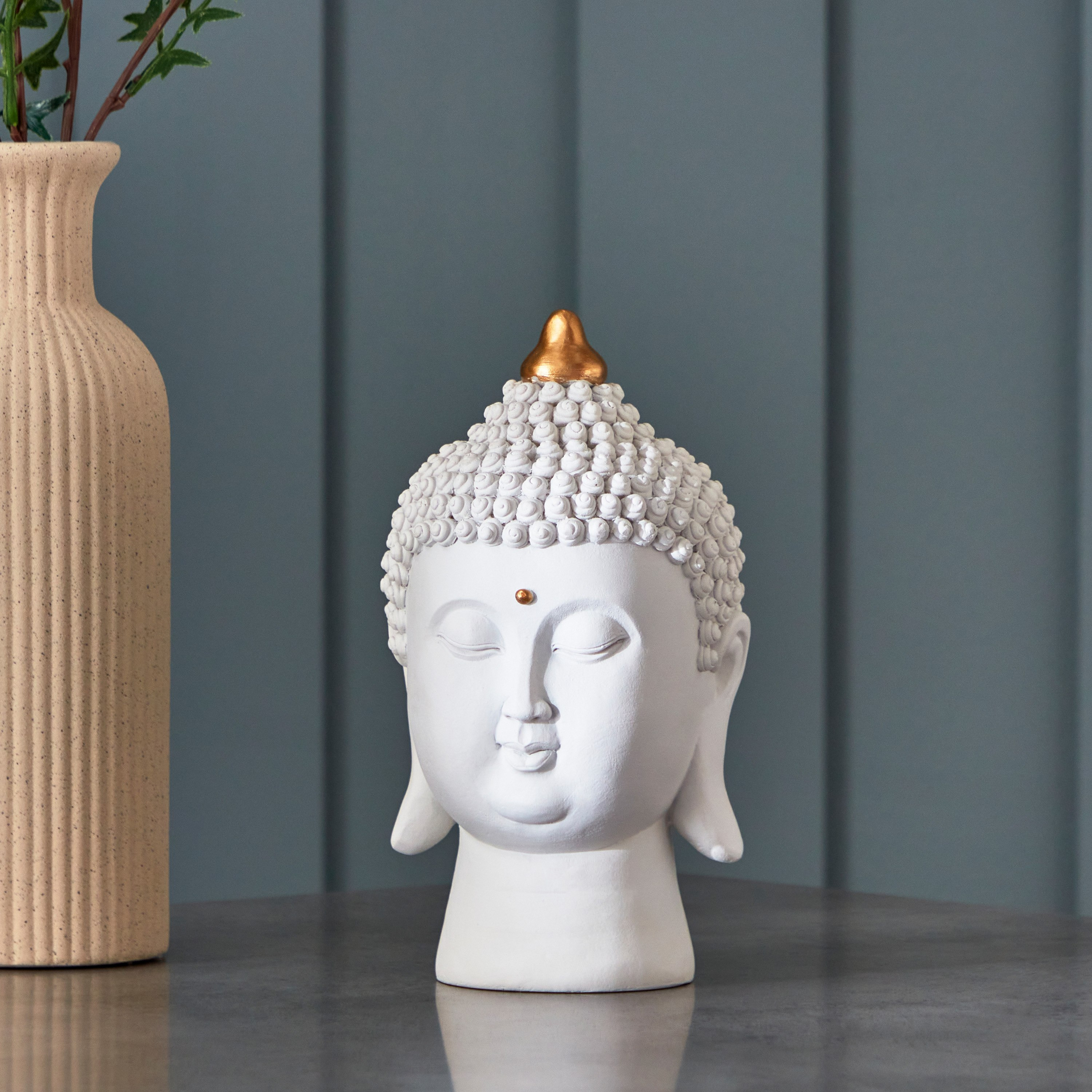 Holly Buddha Face Polyresin Figurine - 11.5x11.5x22 cm-hbxhomeware-homedecor-figurinesandornaments-image-2