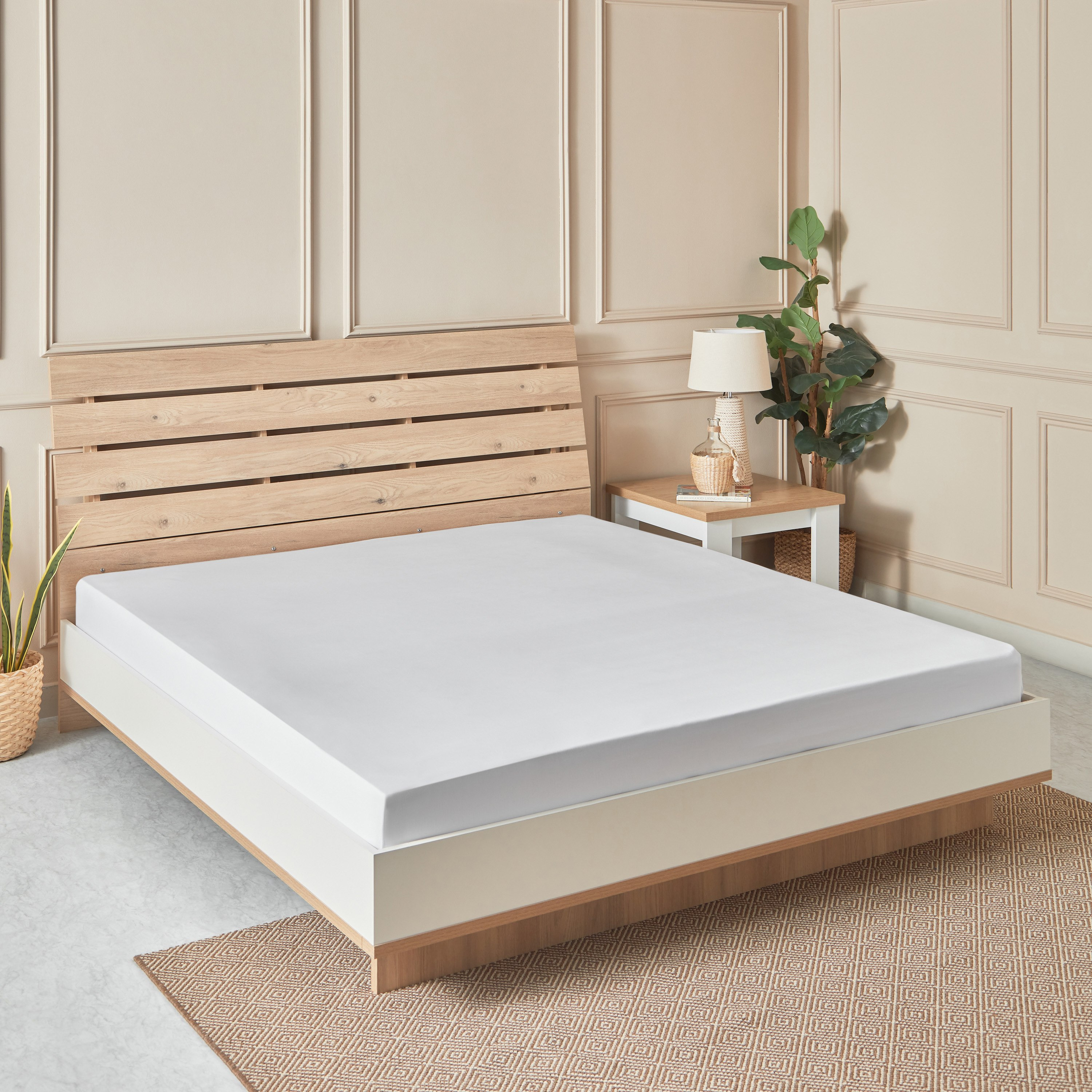 شرشف مطاطي كوين قطن الخيزران من إيكوبليس - 150x200+33 سم-hbxhomeware-hbxbedroom-image-1