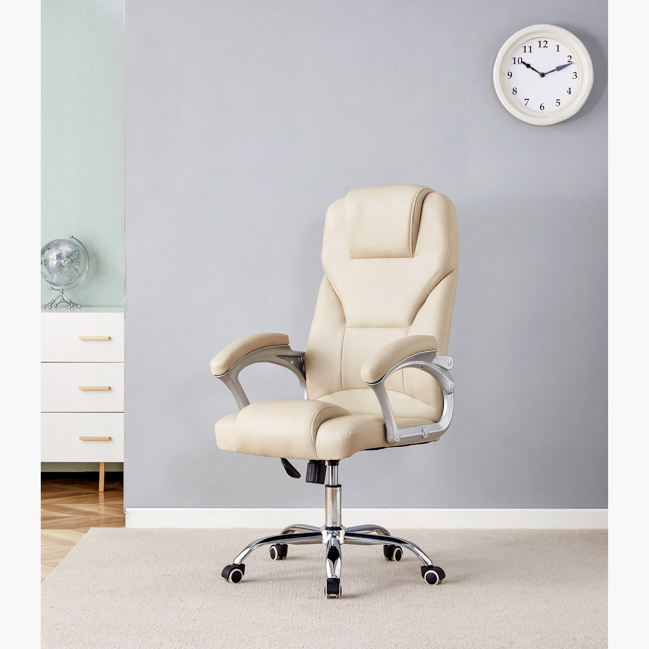 Cream leather outlet desk chair