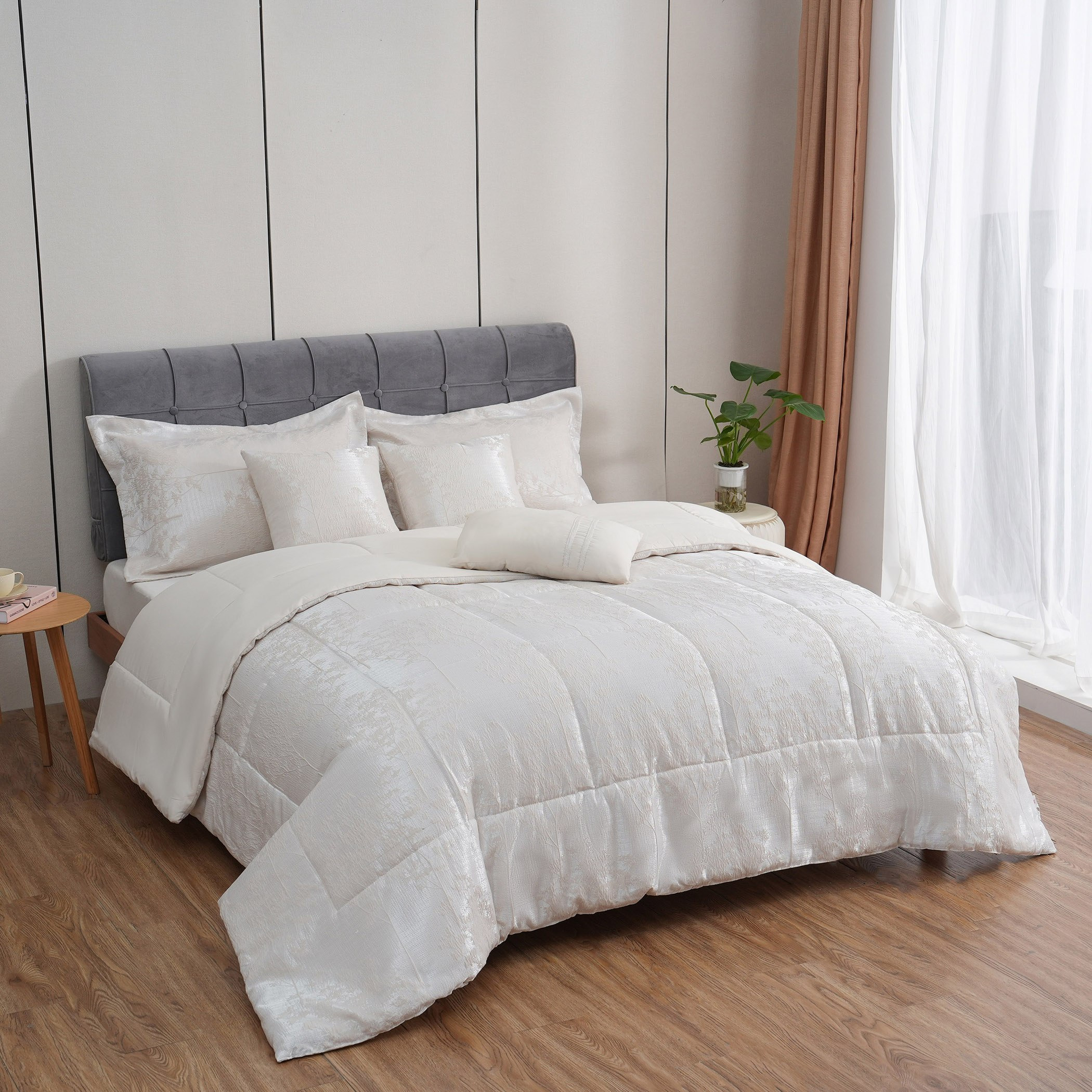 طقم لحاف كينج جاكارد 7 قطع من ليف - 220x240 سم-hbxhomeware-bedding-bedinabag-image-1