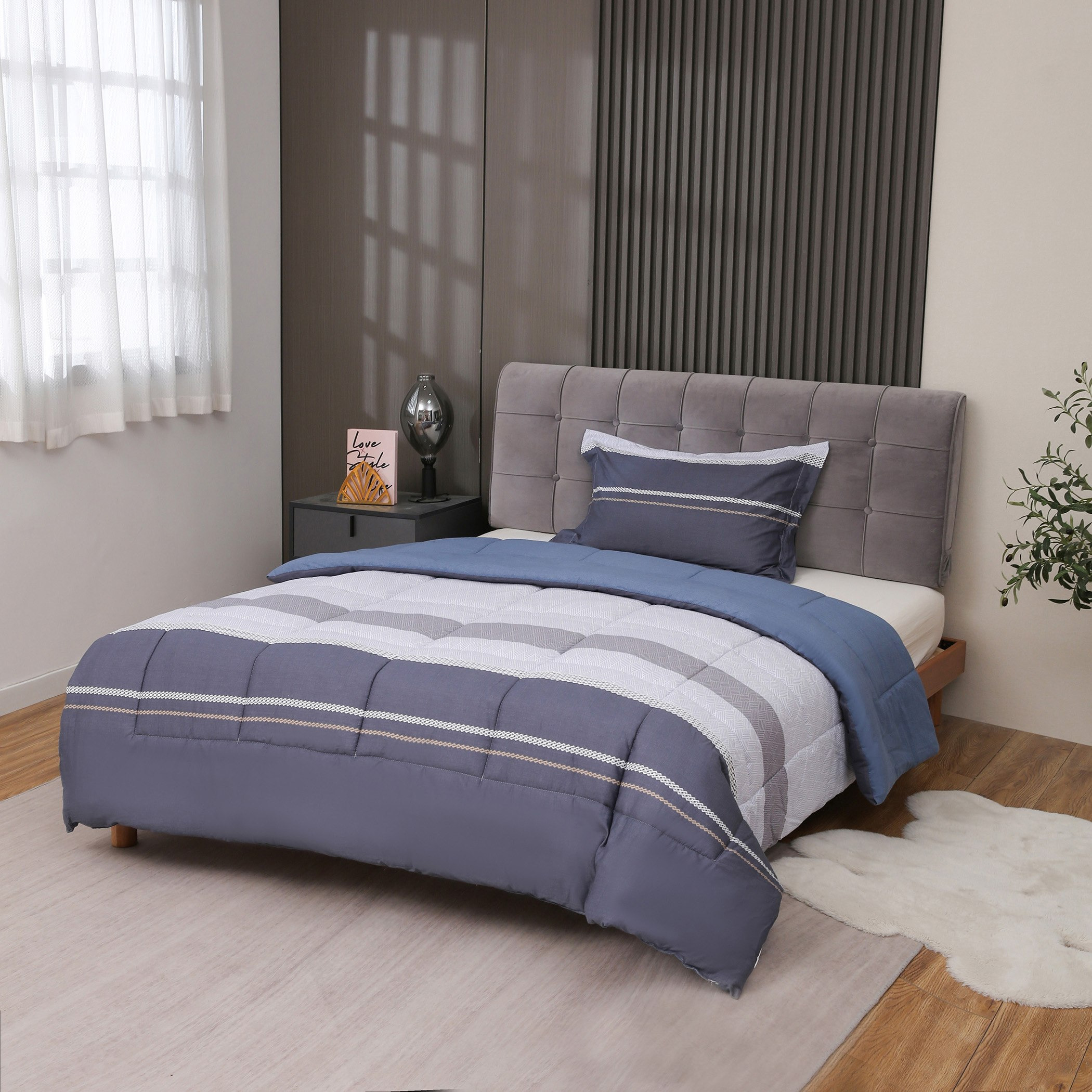 طقم لحاف قطن فردي بطبعات قطعتين من فيرونا جونو - 135x220 سم-hbxhomeware-hbxdecorandfurnishings-image-1
