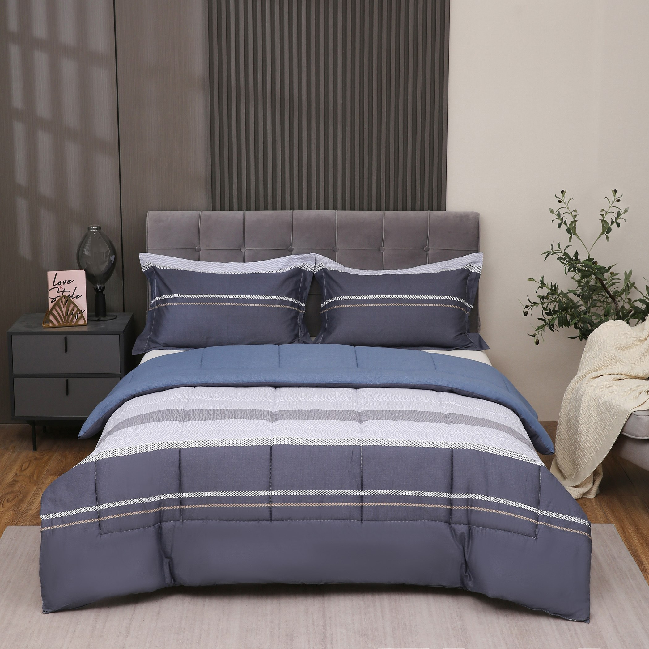 طقم لحاف كوين قطن بطبعات 3 قطع من فيرونا جونو - 200x240 سم-hbxhomeware-hbxdecorandfurnishings-image-2
