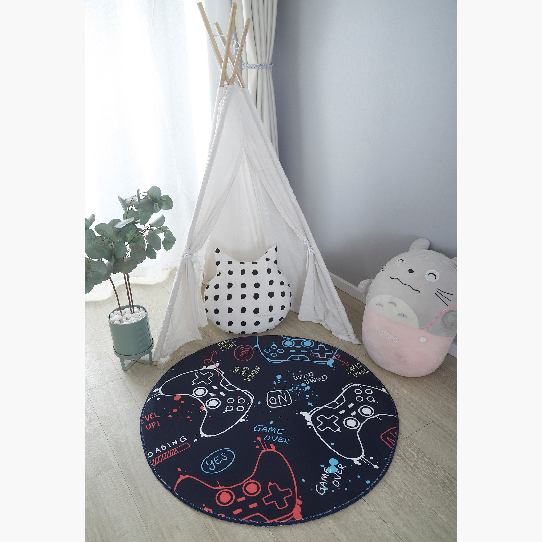 سجادة فلانيل مستديرة بطبعات من جيمينج - 100 سم-hbxhomeware-hbxkidsandyouth-image-1