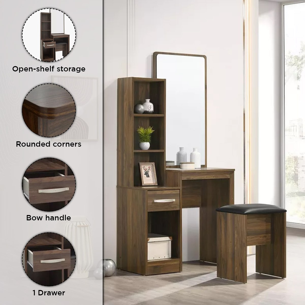 Kulltorp Plus Dresser with Mirror and Stool-hbxfurniture-bedroom-dressersandmirrors-image-4