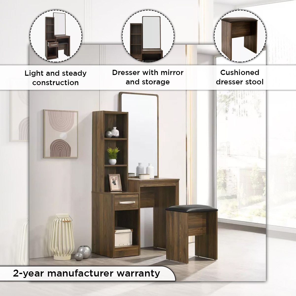 Kulltorp Plus Dresser with Mirror and Stool-hbxfurniture-bedroom-dressersandmirrors-image-5