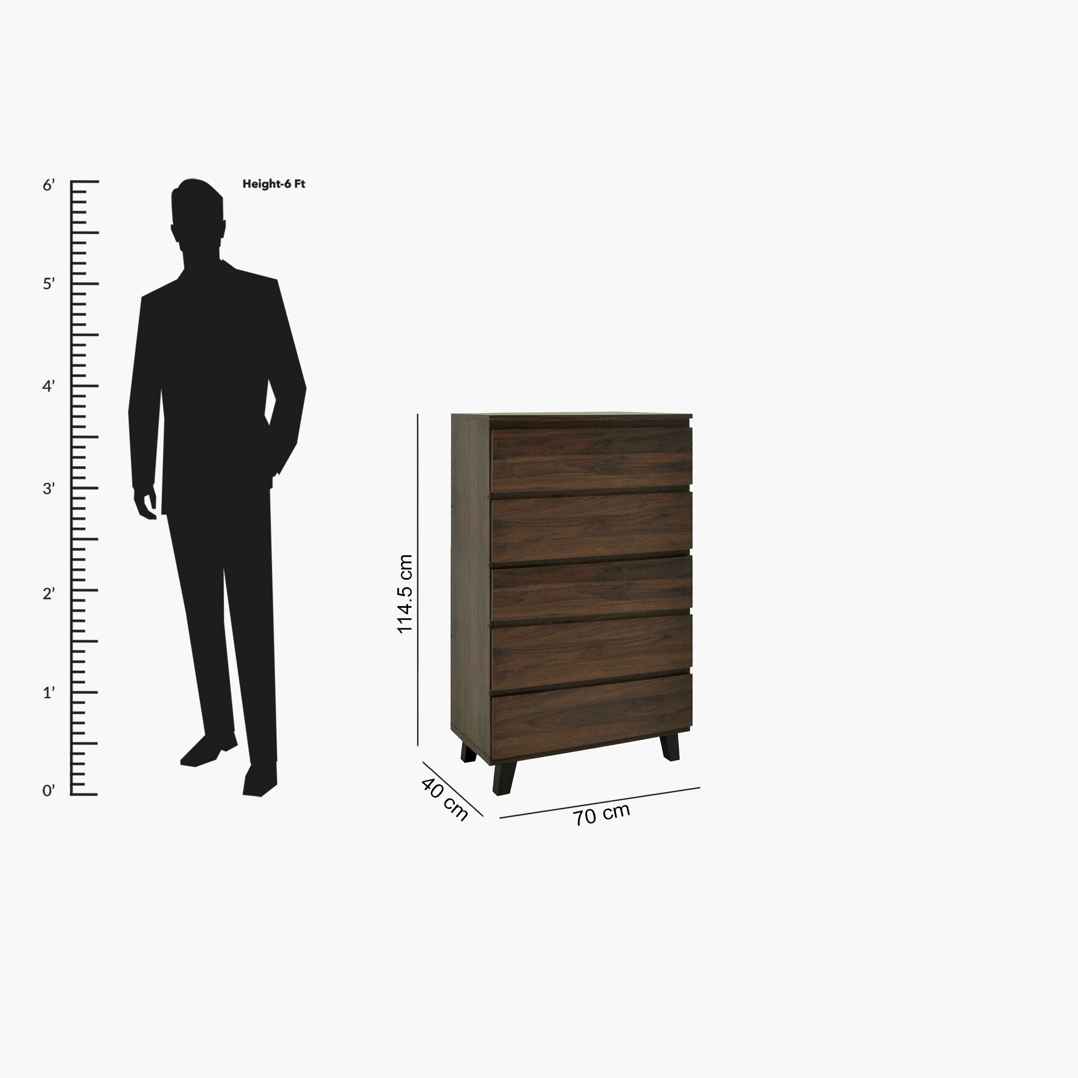 Kulltorp Plus Chest of 5-Drawers with Legs-hbxfurniture-dressersandchests-chestofdrawers-image-8
