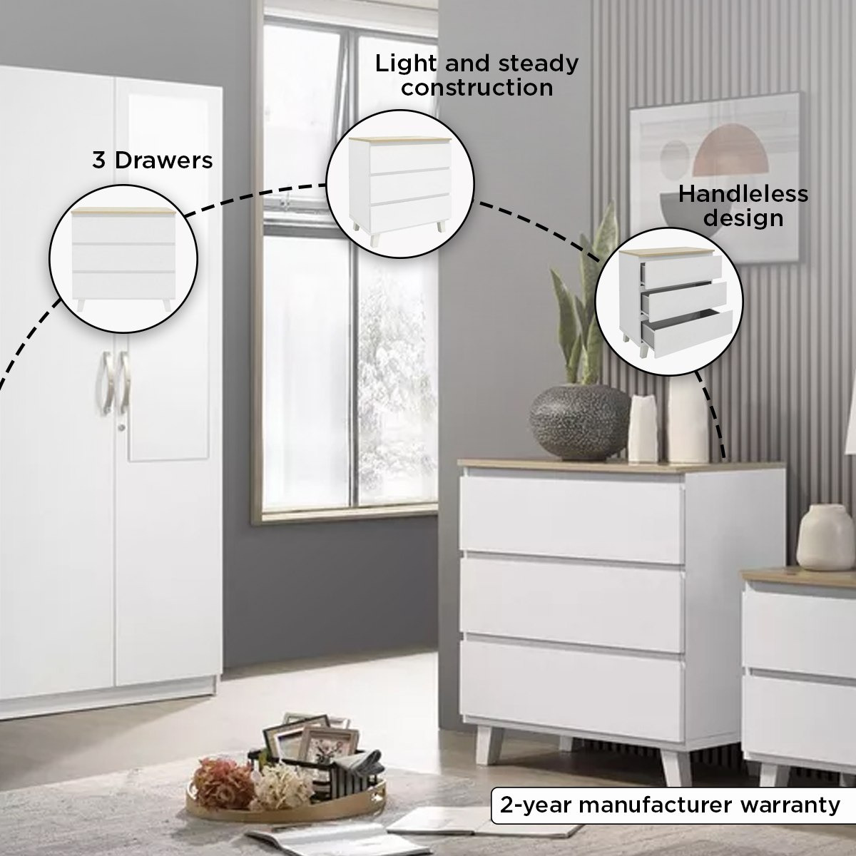 Kulltorp Plus Chest of 3-Drawers with Legs-hbxfurniture-dressersandchests-chestofdrawers-image-5