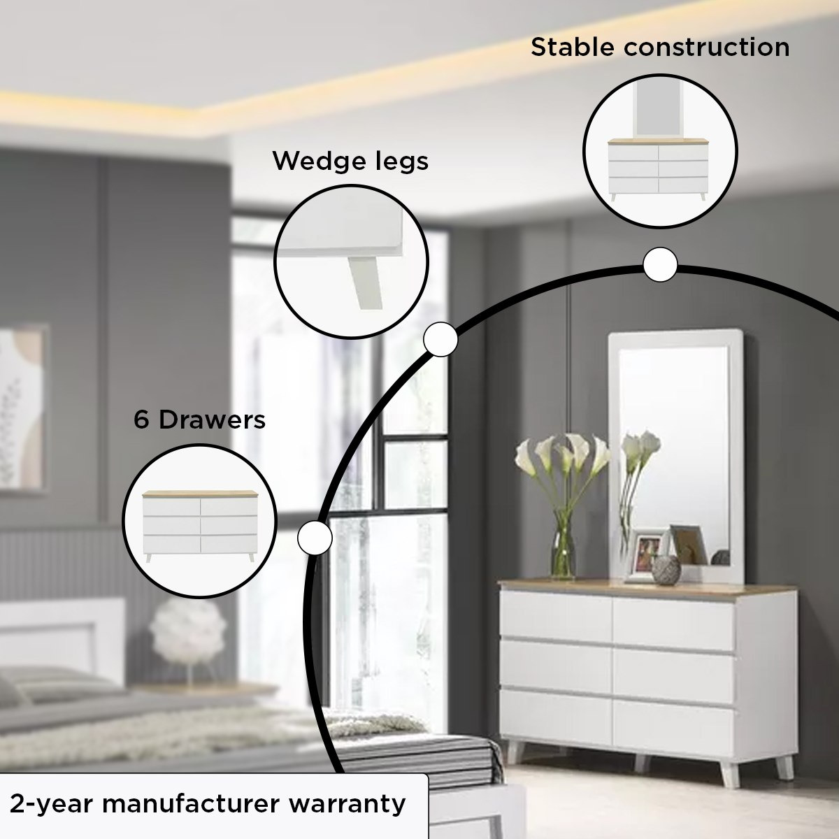 Kulltorp Plus 6-Drawer Double Dresser with Legs and without Mirror-hbxfurniture-bedroom-dressersandmirrors-image-5
