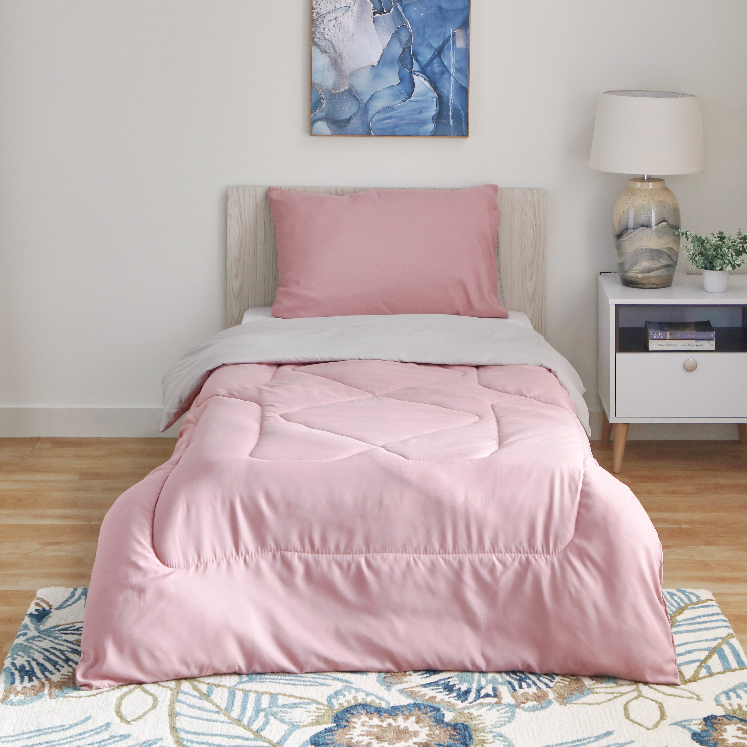 طقم لحاف فردي ألياف دقيقة يستخدم على الوجهين قطعتين من ديربي - 135x220 سم-hbxkidsandyouth-beddingandfurnishings-comfortersets-image-4