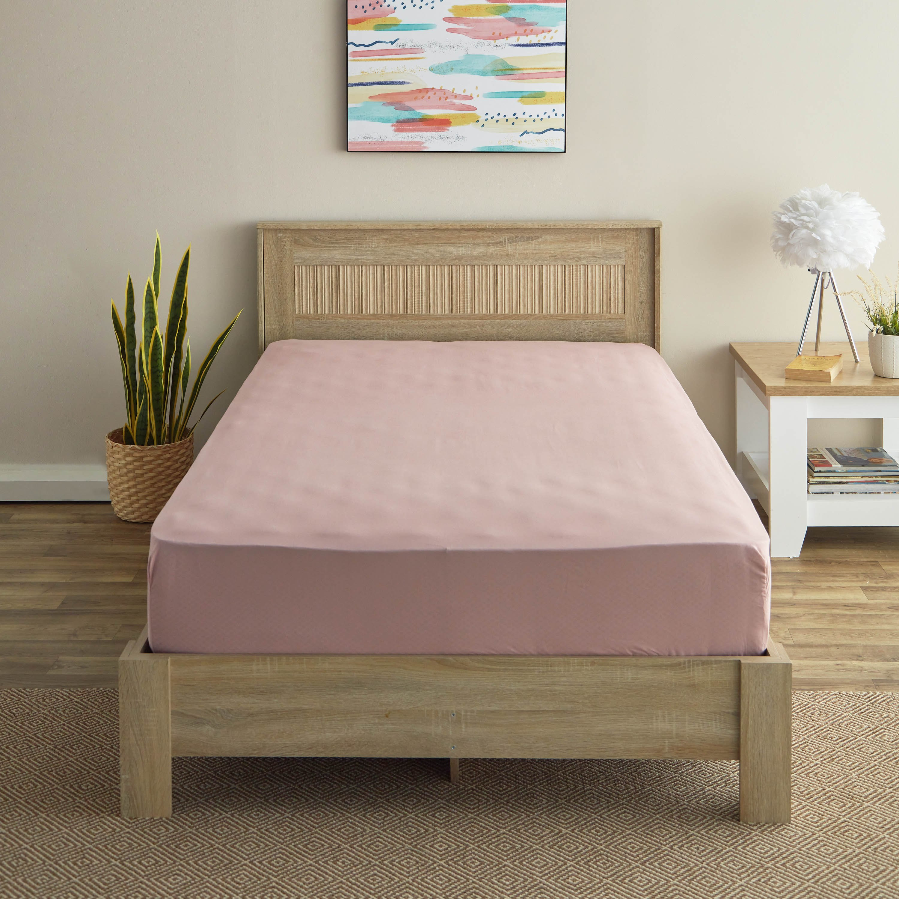 شرشف مطاطي مزدوج سادة من الألياف الدقيقة من ديربي - 120x200+25 سم-hbxhomeware-hbxbedroom-image-3