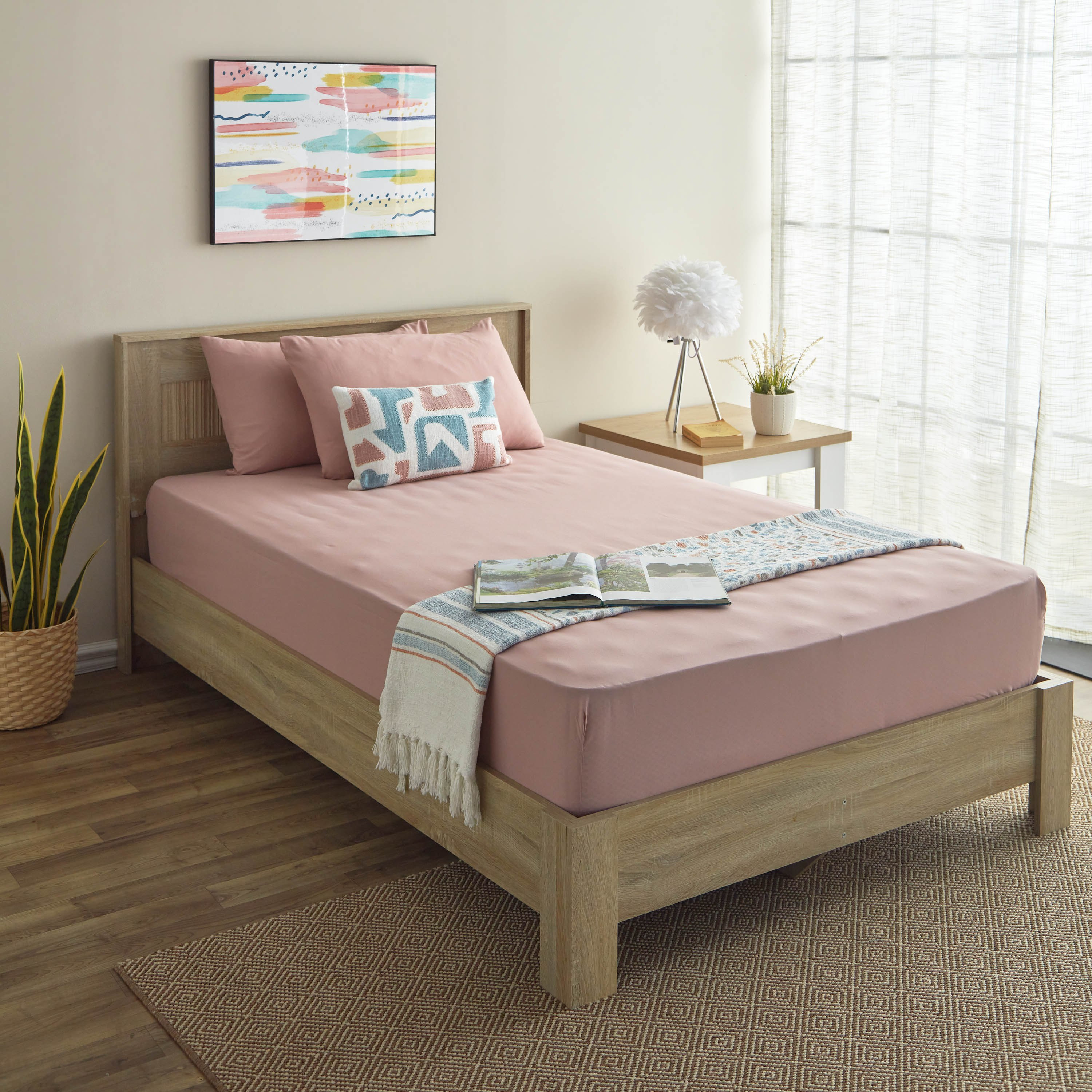 شرشف مطاطي مزدوج سادة من الألياف الدقيقة من ديربي - 120x200+25 سم-hbxhomeware-hbxbedroom-image-9