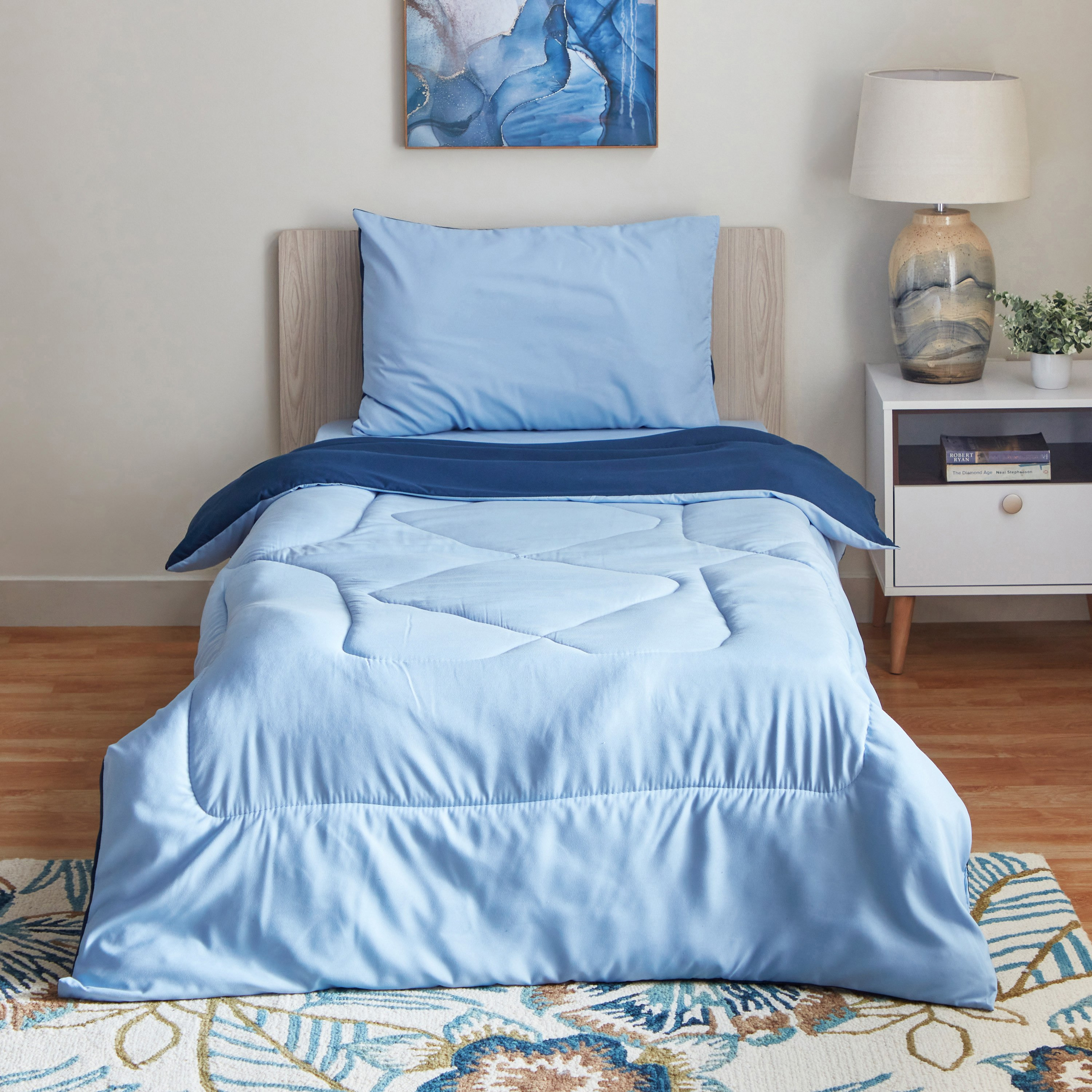 طقم لحاف فردي ألياف دقيقة يستخدم على الوجهين قطعتين من ديربي - 135x220 سم-hbxkidsandyouth-beddingandfurnishings-comfortersets-image-2