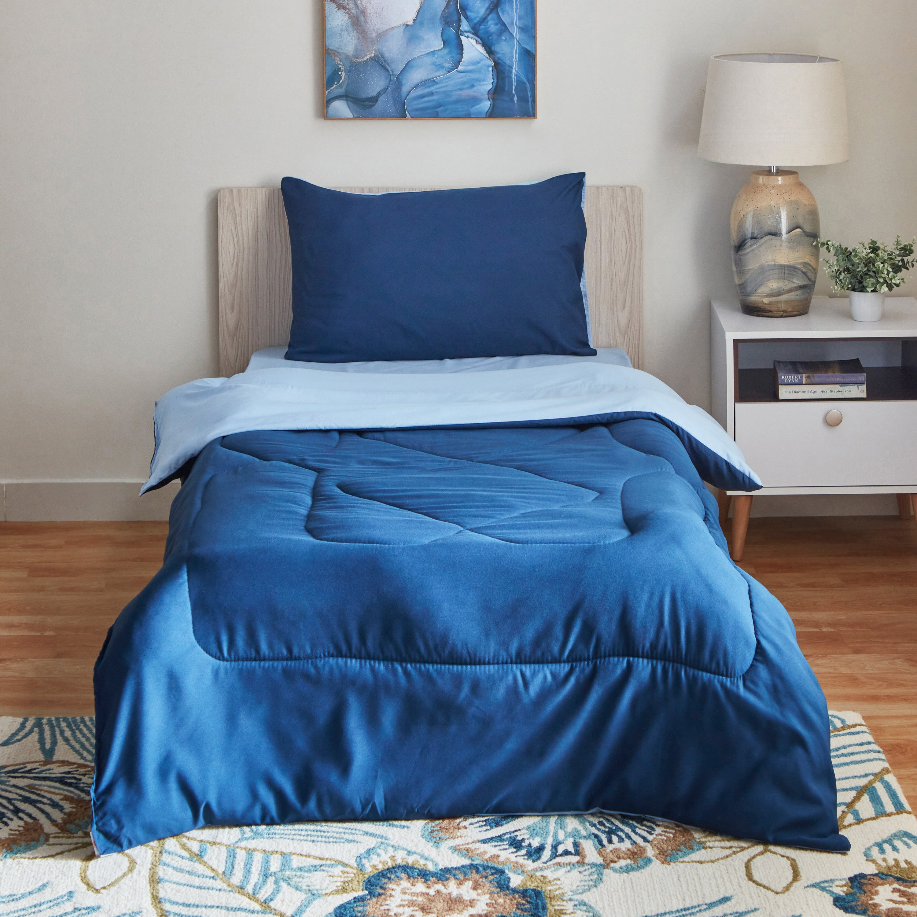 طقم لحاف فردي ألياف دقيقة يستخدم على الوجهين قطعتين من ديربي - 135x220 سم-hbxkidsandyouth-beddingandfurnishings-comfortersets-image-3