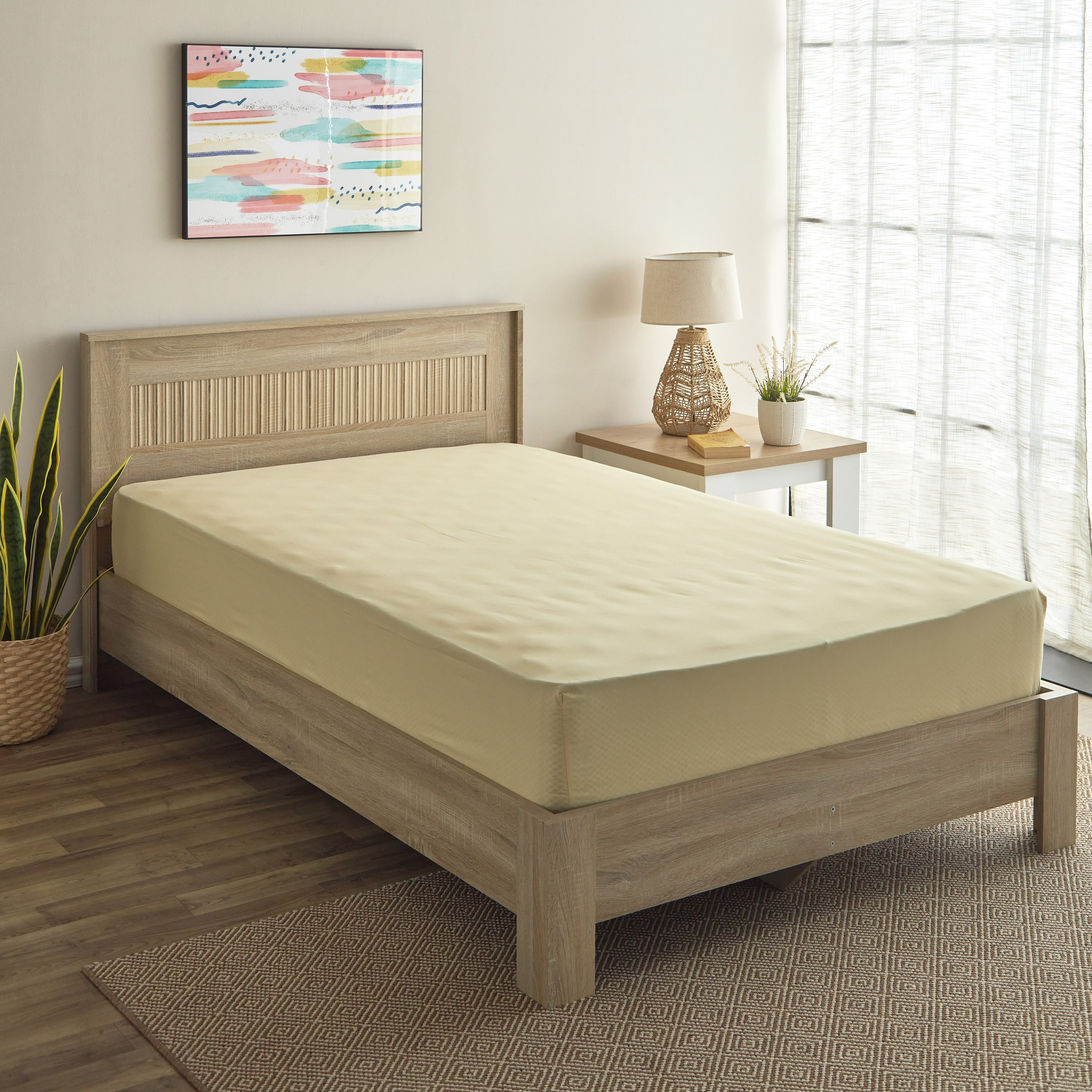شرشف مطاطي فردي سادة من الألياف الدقيقة من ديربي - 90x190+20 سم-hbxhomeware-hbxbedroom-image-1